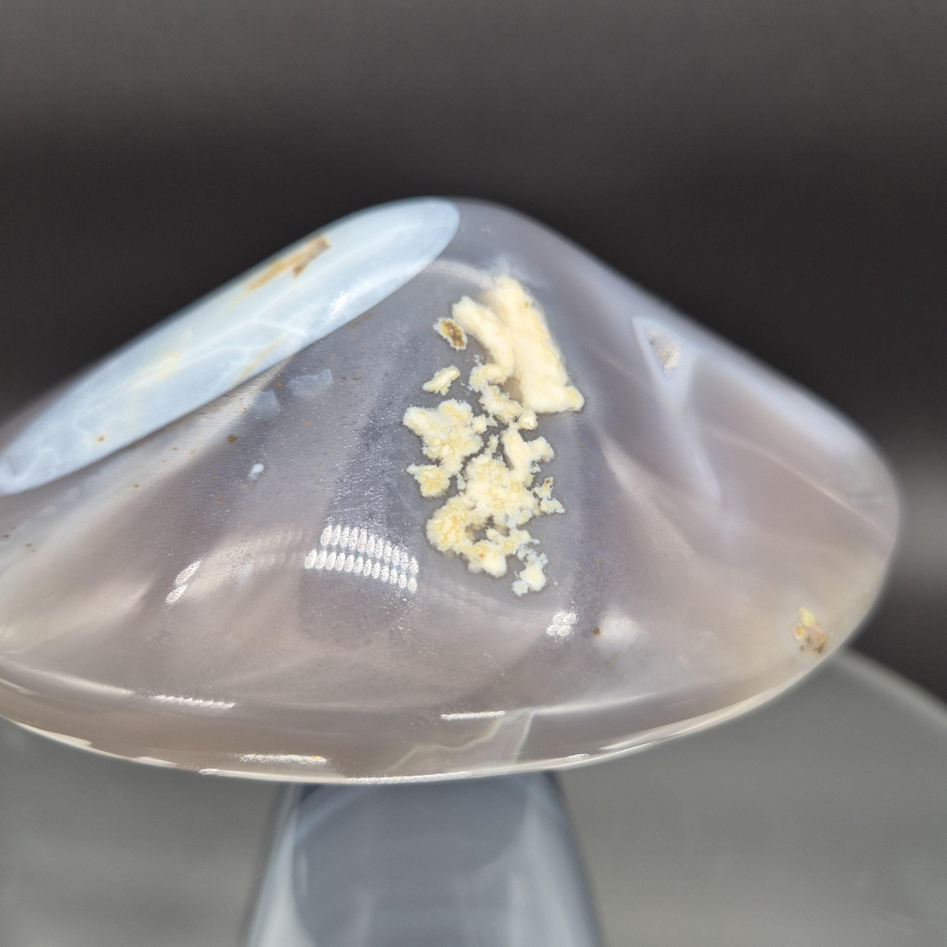 Brilliant Blue Banded Agate Mushroom Brazil 5x5x4 2.15 lbs Crystal Hoarder