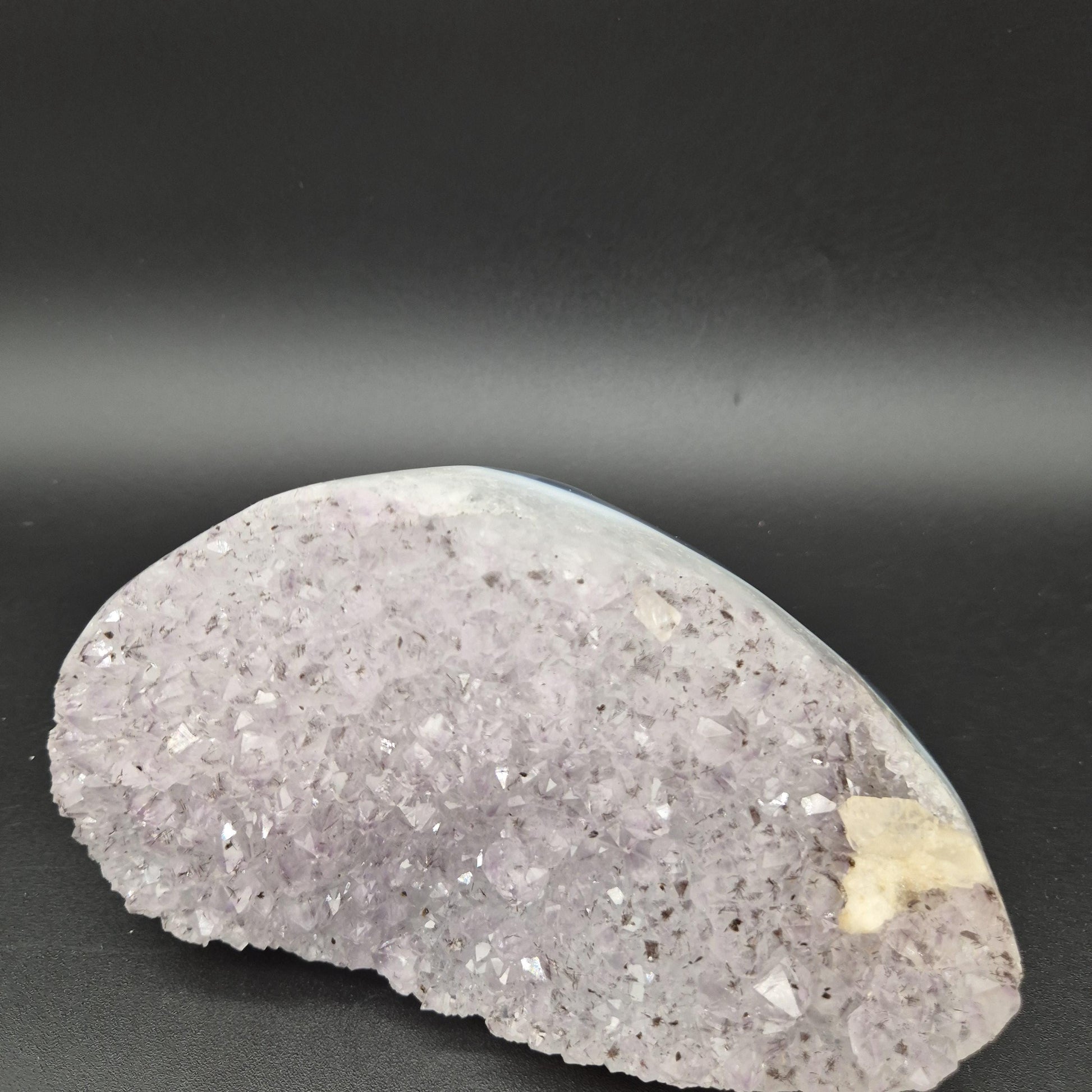 AAA+ Druzy Amethyst with UV Reactive Calcite Black Hematite Blue Banded Agate Freeform 4.58 lbs 7.5x4x3 Brazil Crystal Hoarder