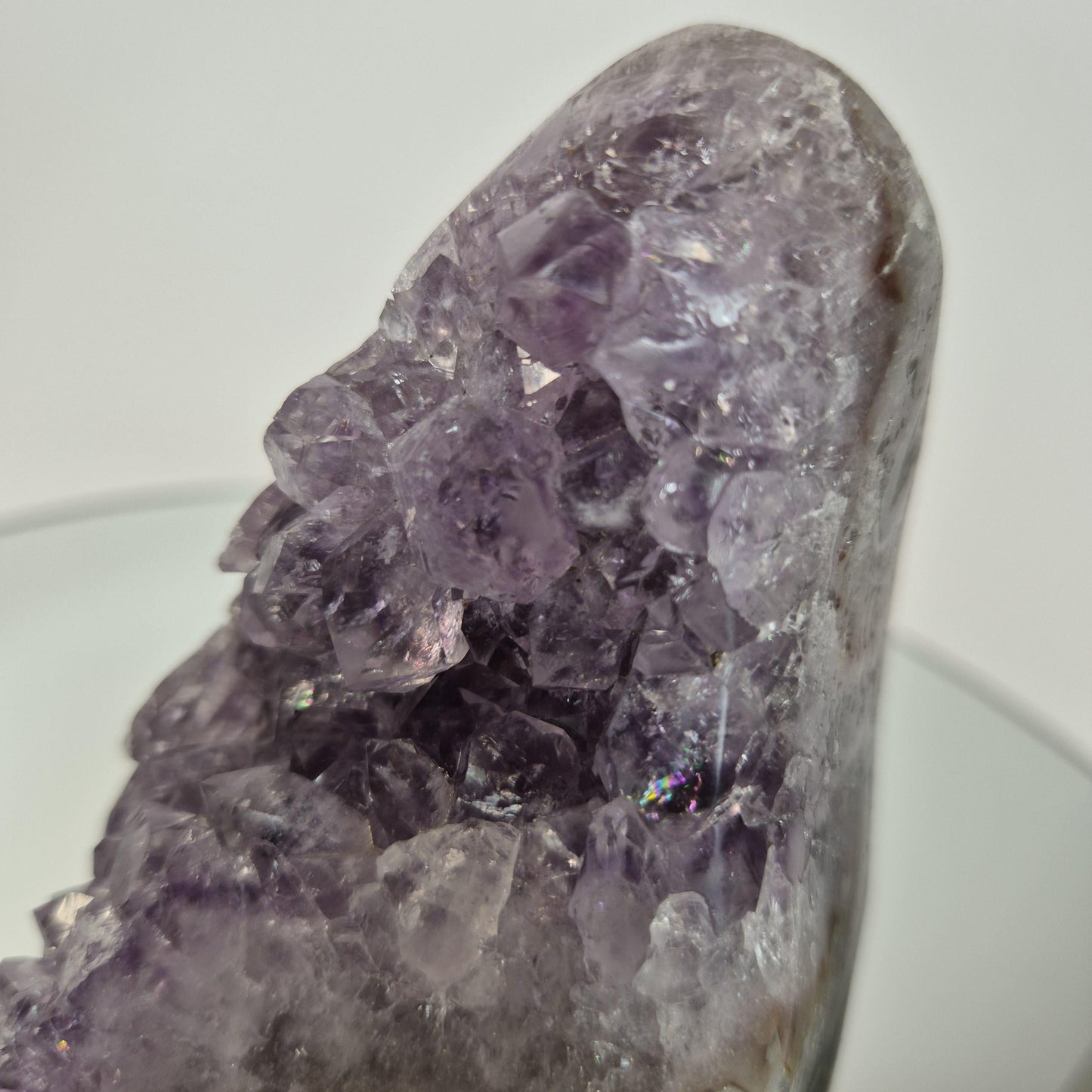 AAA+ Uruguay Amethyst Cut Base with Stalactite Eye (Amethyst Flower) - Backlit Both Sides & Bottom, Collector Display Specimen Crystal Hoarder