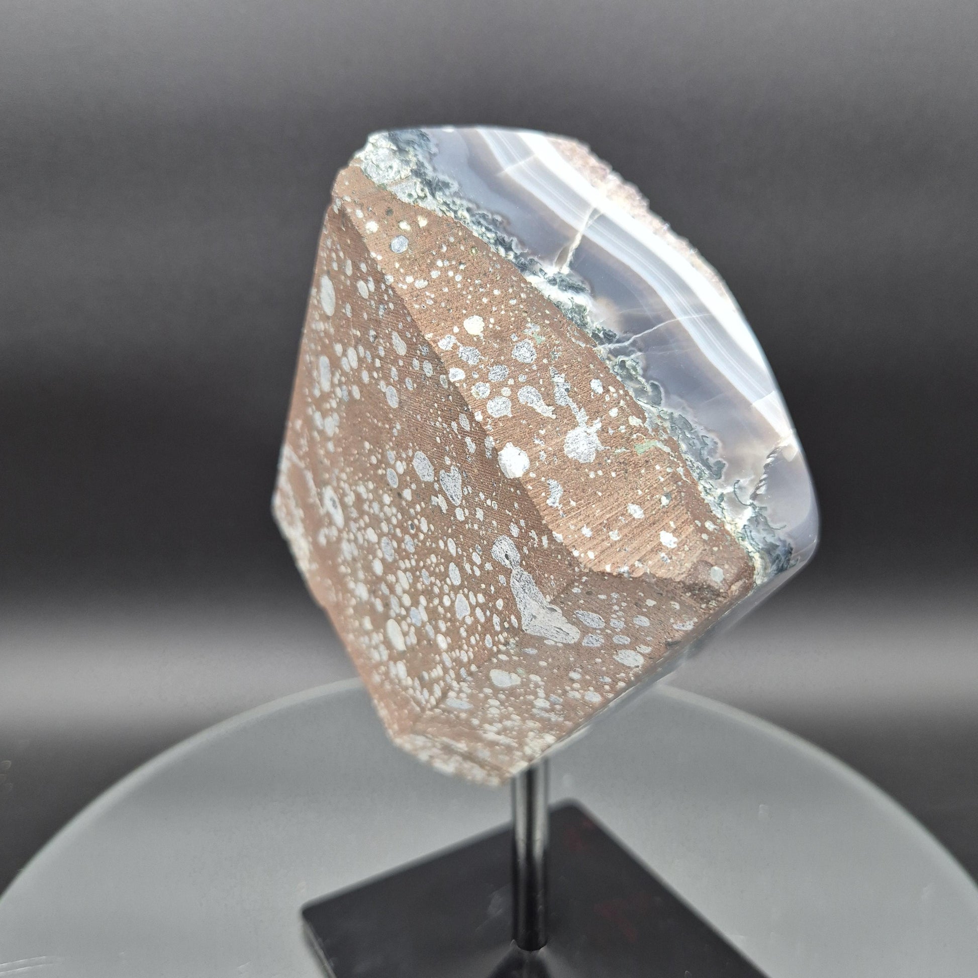 AAA+ Amethyst with Blue Banded Agate on Stand 8.5x6.5x3 5.08 lbs Brazil Crystal Hoarder