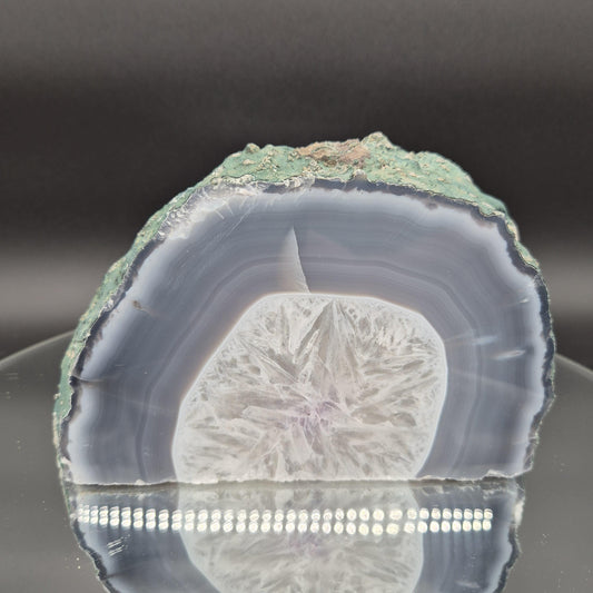 Amethyst with Blue Banded Agate Slab Brazil 2.56 lbs 6x4x1.5 Crystal Display Crystal Hoarder