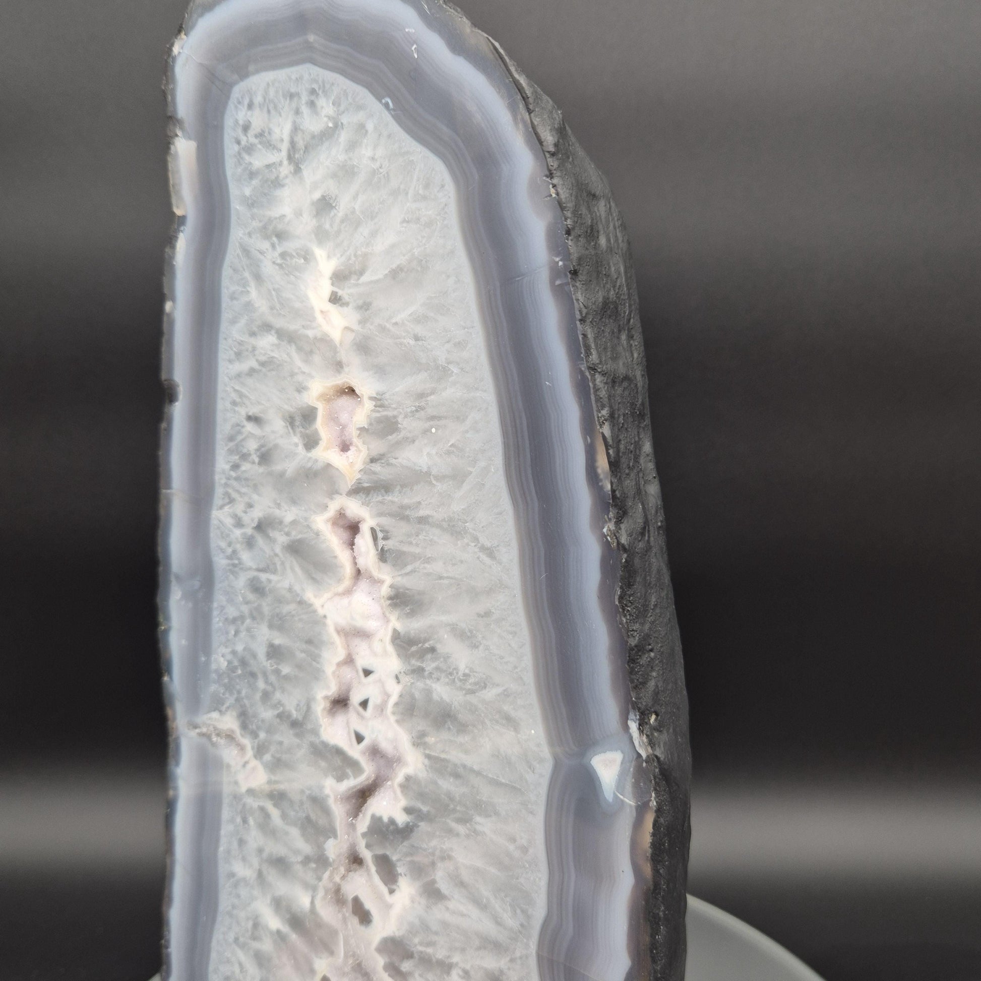 AAA+ Druzy Amethyst with Blue Banded Agate Cathedral 16.39 lbs 13.5 x 6.5 x 4 Brazil Crystal Hoarder