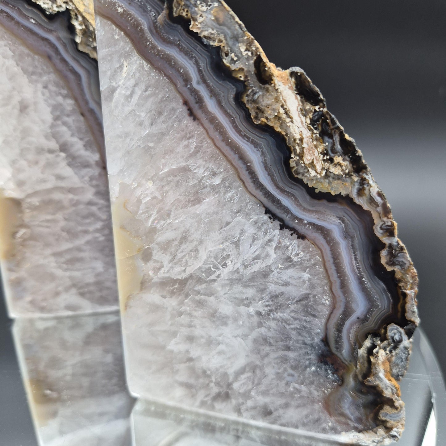 Two in One Blue Banded Agate Bookends with Stalactite Eyes from Brazil 6.46 lbs Crystal Hoarder Crystal Hoarder