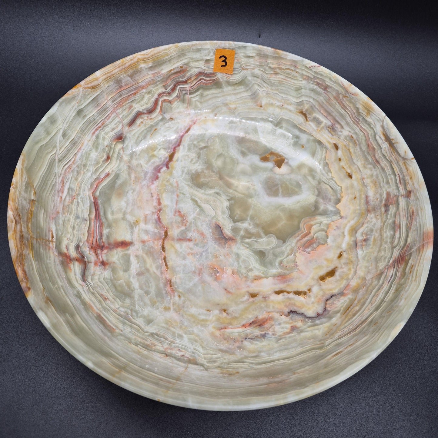 12 inch Polished Green Onyx Bowl | Natural Stone Decorative Bowl | Green Onyx Crystal Dish | 5.25 lbs