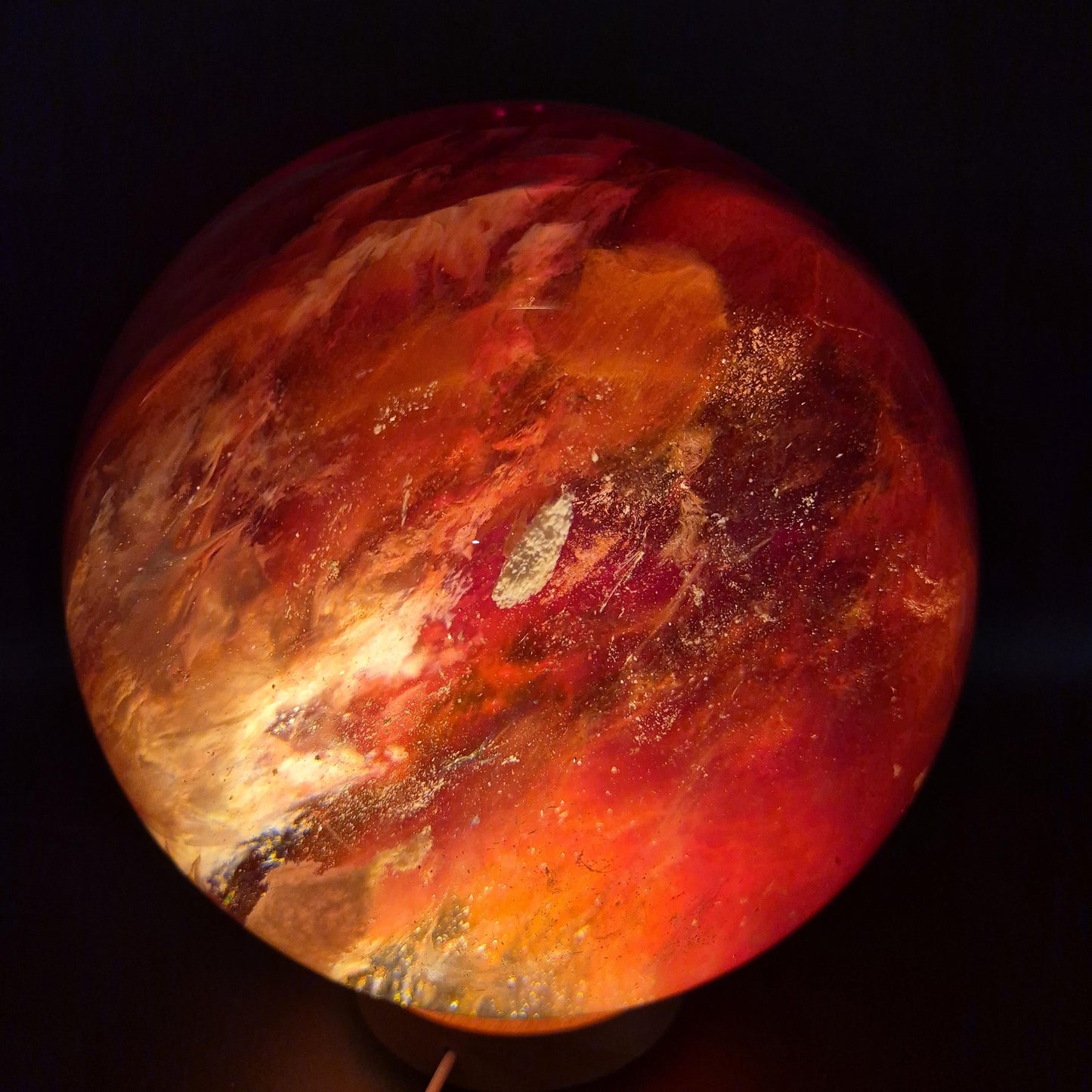Huge AAA+ Red Smelt Quartz Sphere 27 lbs - 8in (203mm) Crystal Ball - Massive Deep Red Sphere - Optional LED Light Base Crystal Hoarder