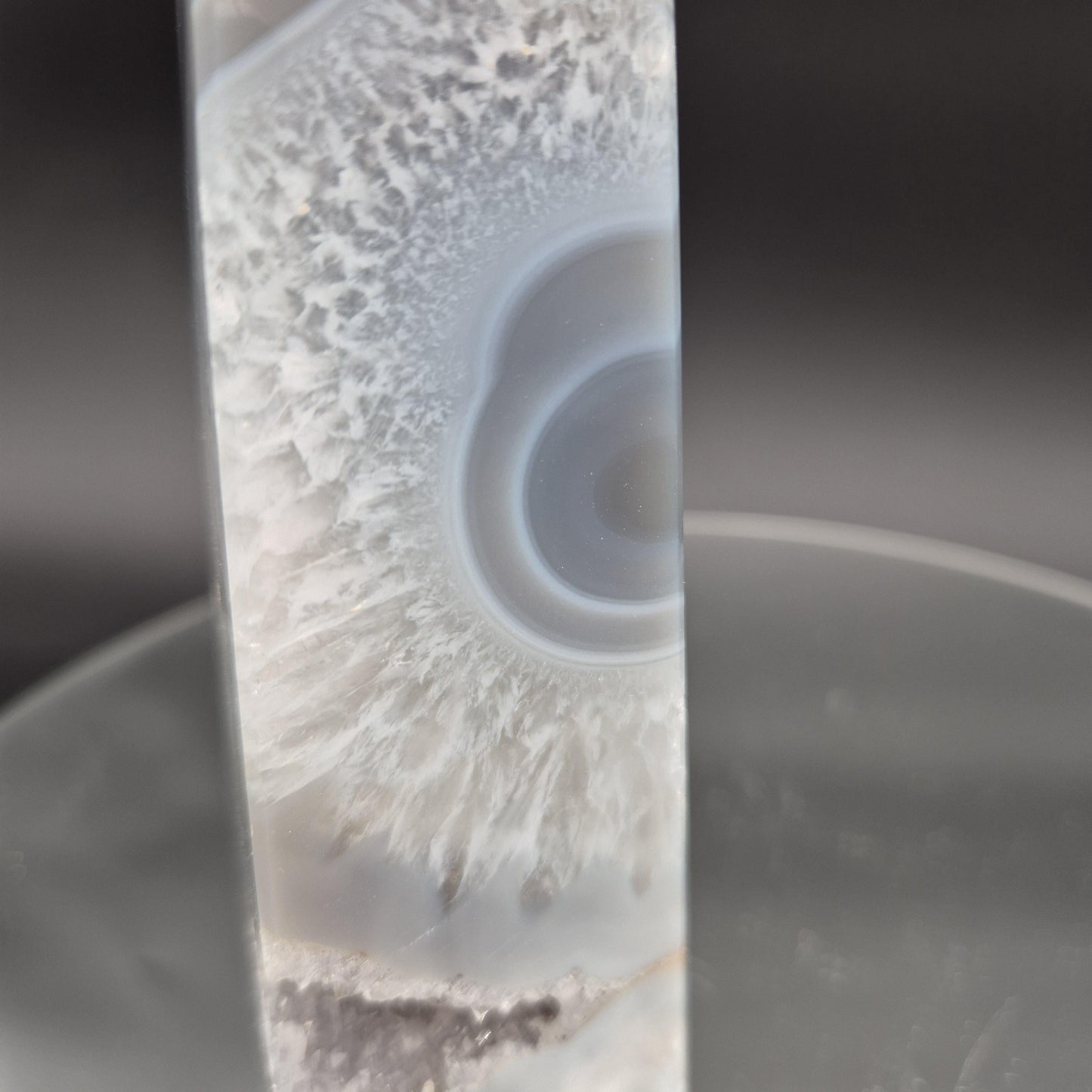AAA+ Perfect Druzy Quartz Blue Banded Agate Obelisk Tower | Rare Baby Blue Eye Stalactite Formation | Brazil | 0.85 lbs Crystal Hoarder