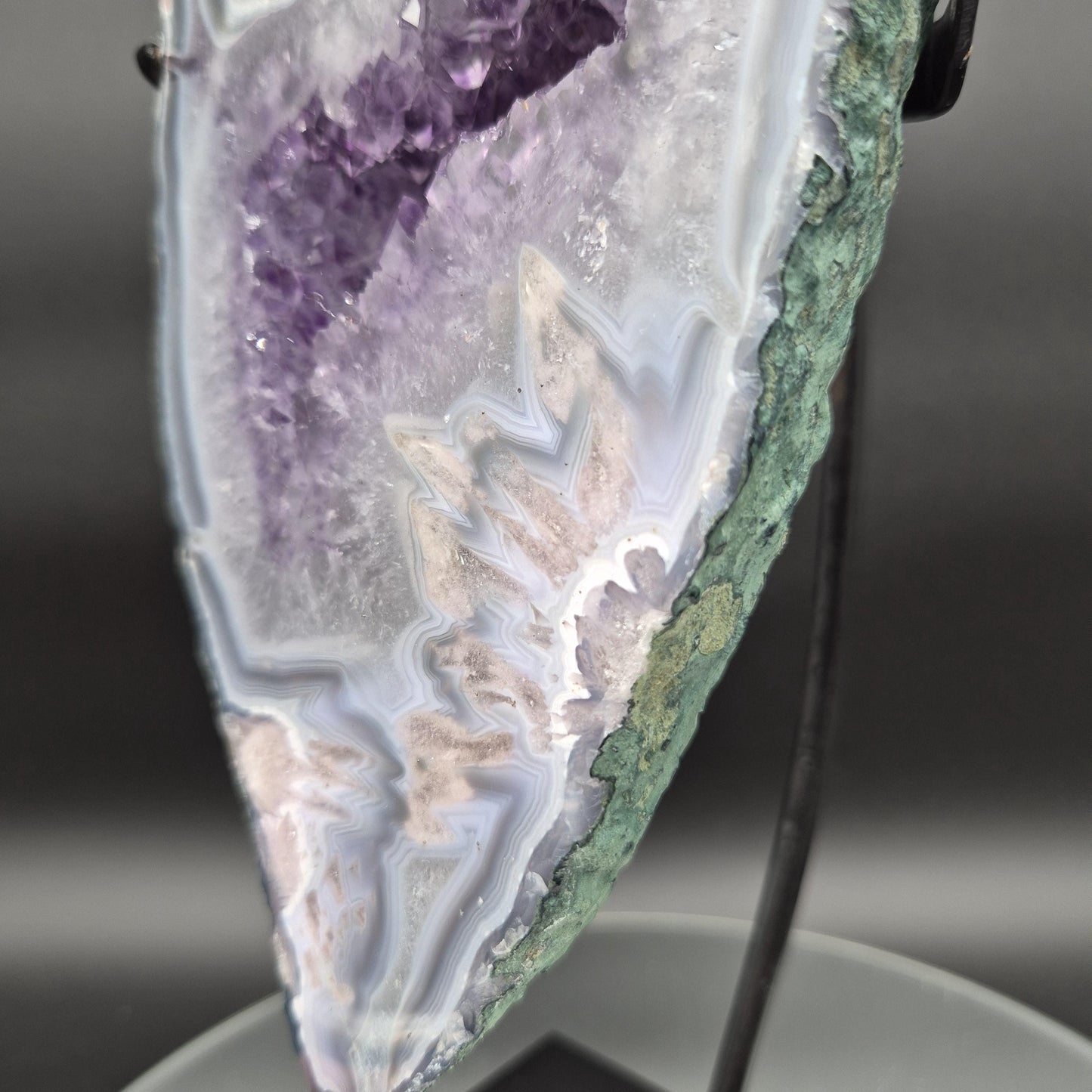 AAA+ Super Rare Amethyst with Blue Banded Agate Intertwined Calcite and Agate Flower Brazil 5.24 lb 11.5x4.5x1.5 Crystal Hoarder