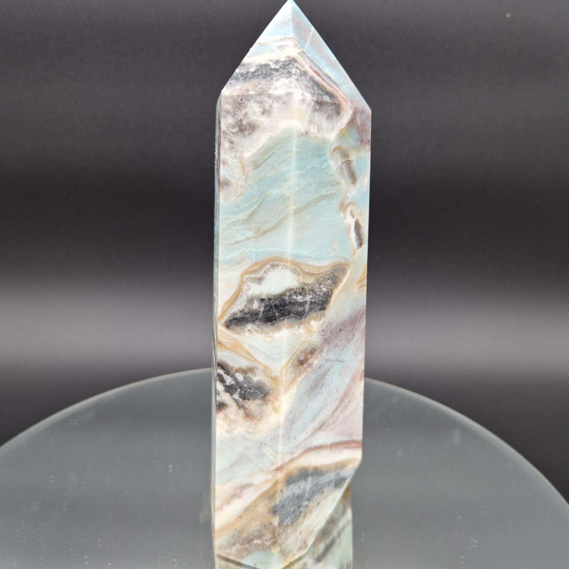 AAA+ Caribbean Calcite Tower with Aragonite - 8.5 x 3.25in, 3 lbs - Healing Crystal, Meditation, Energy Decor Crystal Hoarder