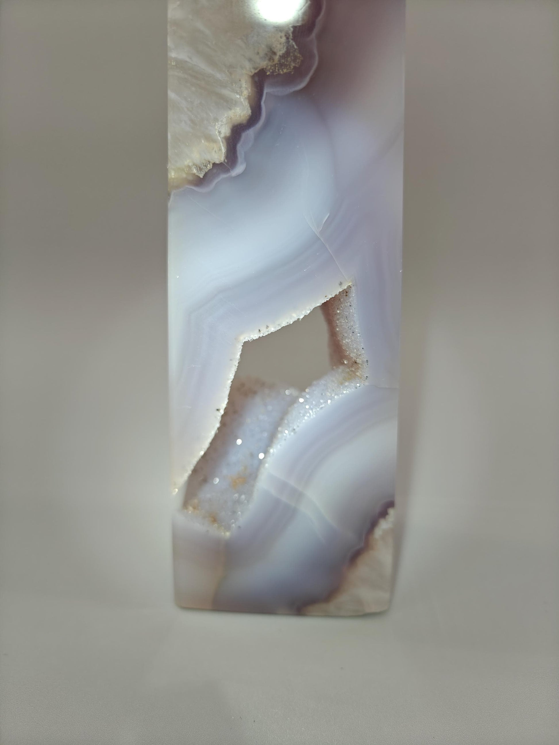 One-of-a-Kind Druzy Agate Tower - Floating Cutout Formation | Natural Crystal Point | 2.34 lbs | Optional Lighted Display Base Crystal Hoarder