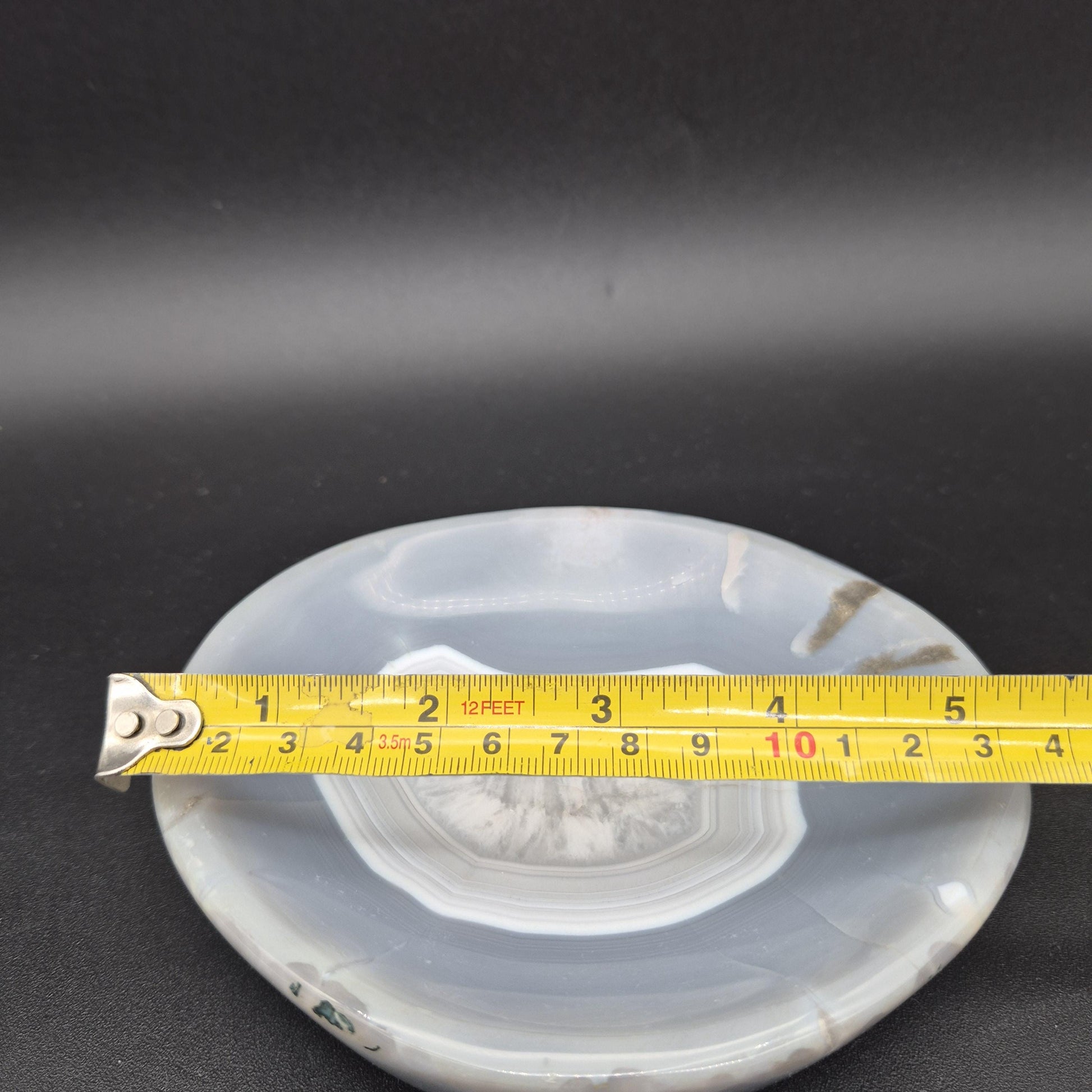 AAA+ Blue Banded Agate Quartz Bowl Brazil 5.5x5x1 1.5 lbs - Can be Backlit Crystal Hoarder