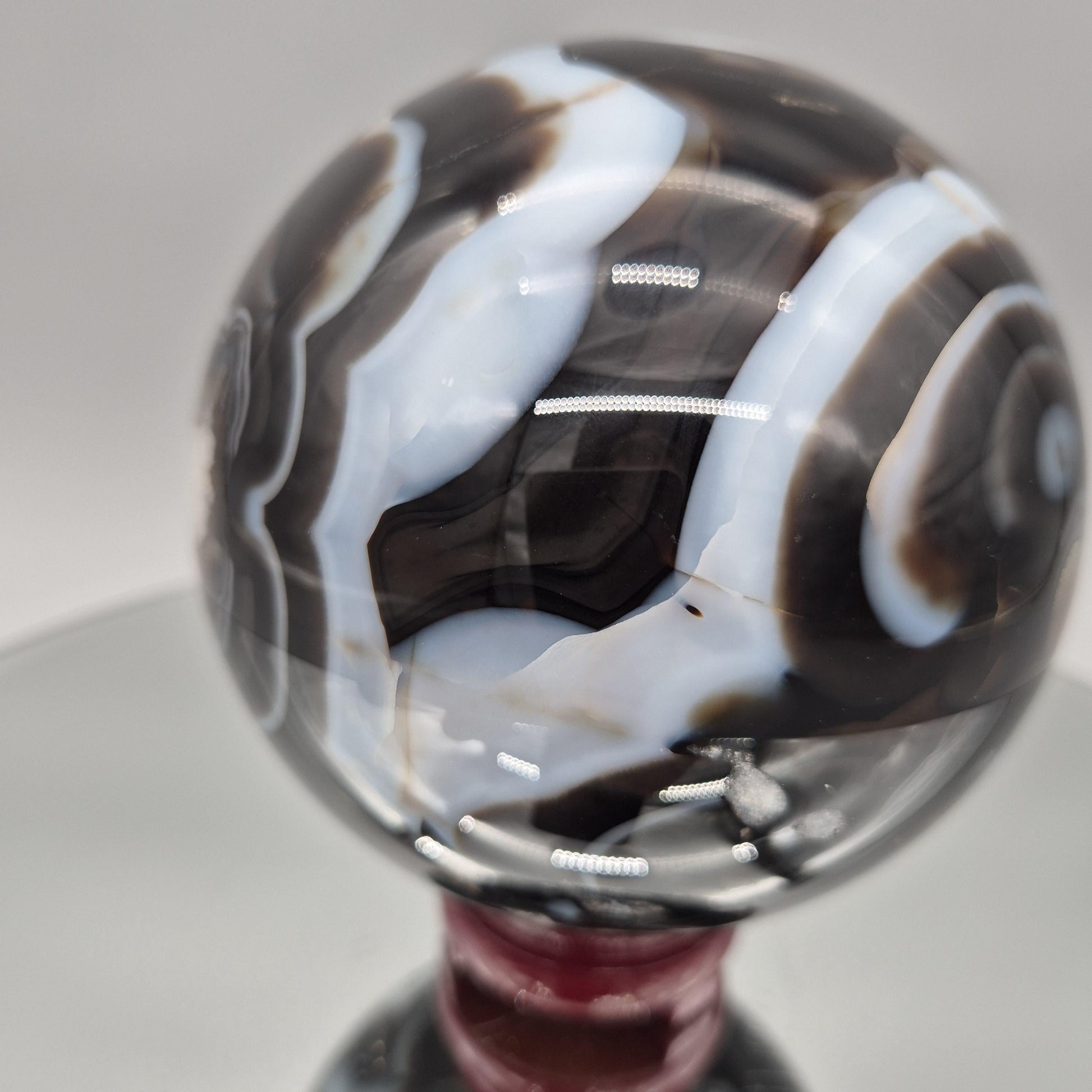 Super High Quality Black Agate Sphere – Polished Collector Crystal Sphere Crystal Hoarder