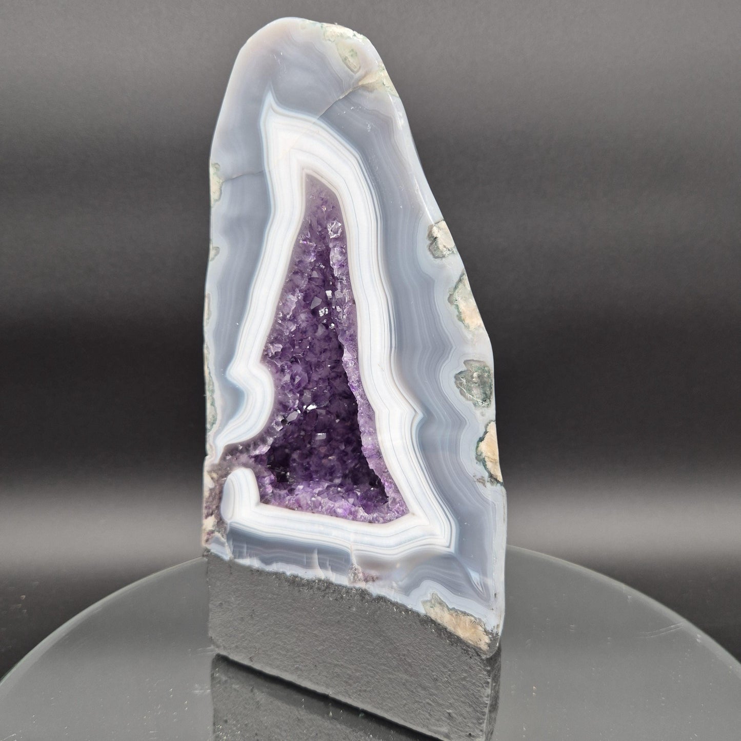 AAA+ Dark Amethyst Cathedral with Blue Banded Agate Polished 9.5x5x3 5.26 lbs Brazil Crystal Hoarder