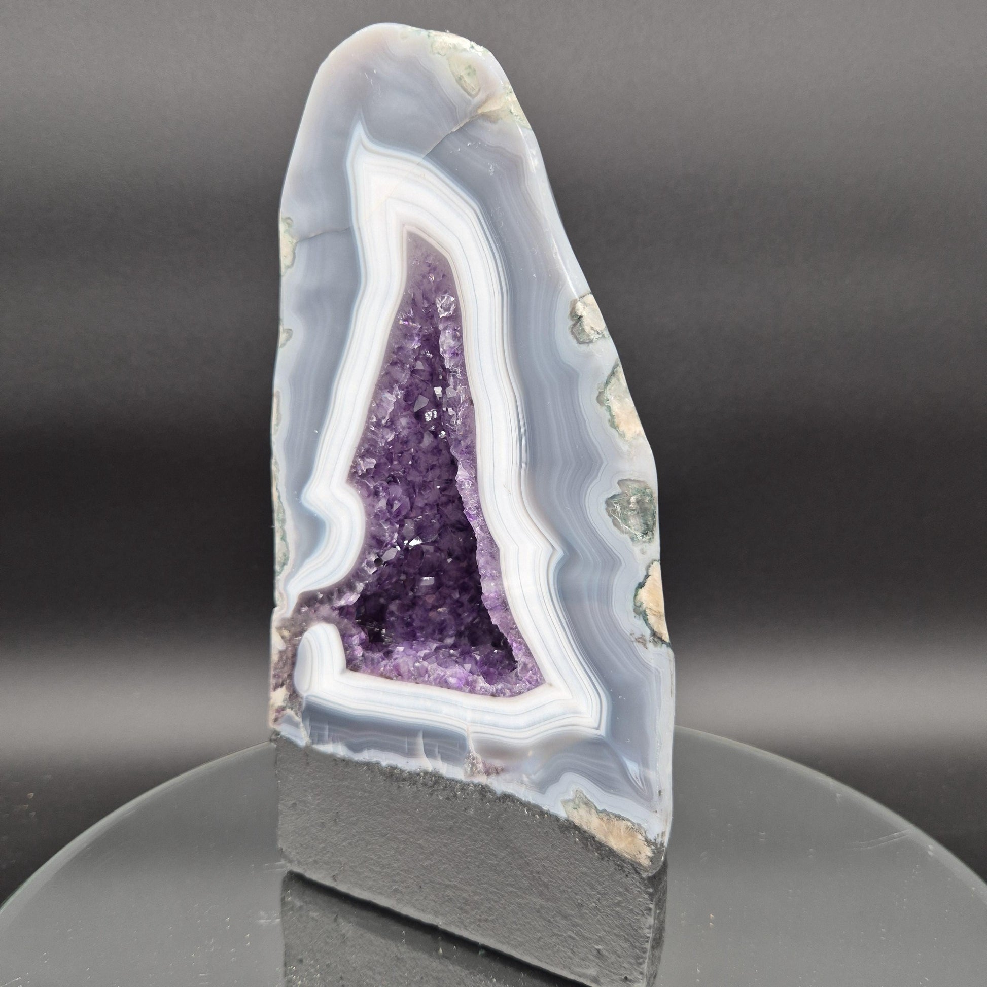AAA+ Dark Amethyst Cathedral with Blue Banded Agate Polished 9.5x5x3 5.26 lbs Brazil Crystal Hoarder
