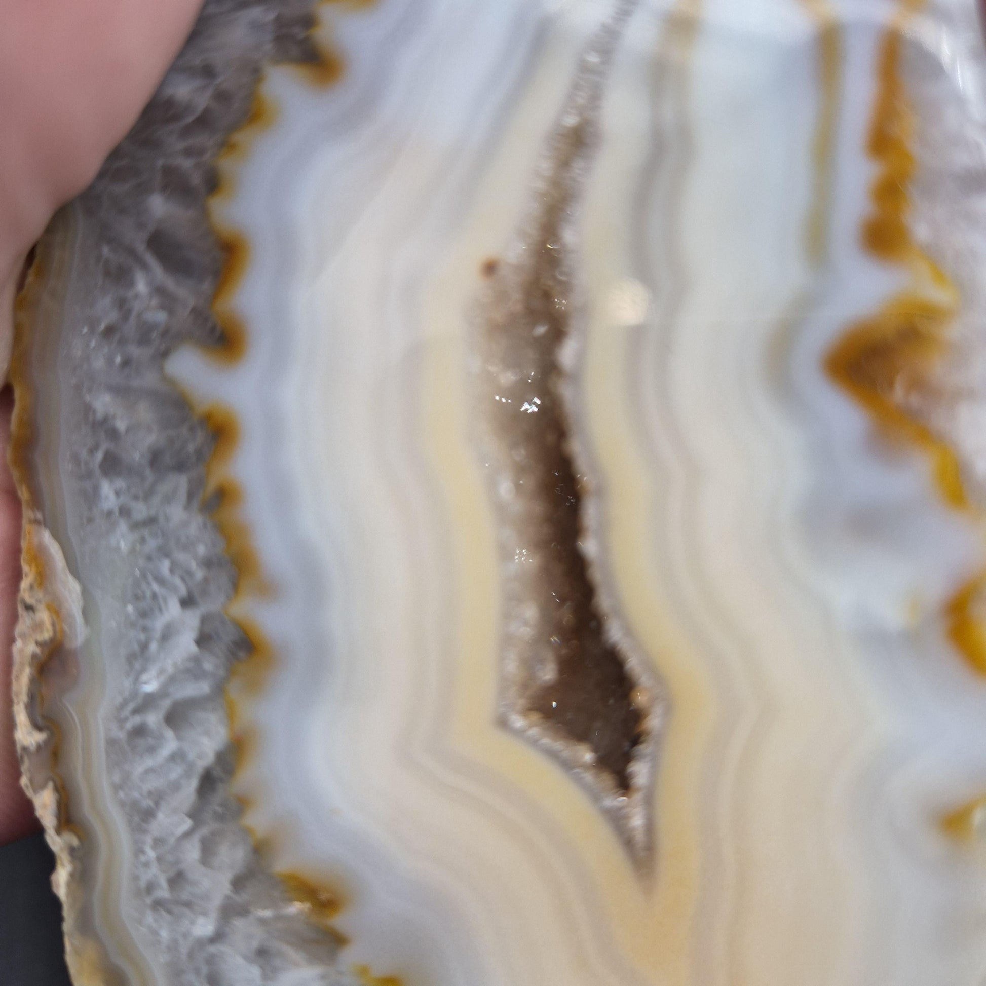 AAA+ Druzy Quartz Blue & Tan Banded Agate Double-Sided Geode Bookends - Brazilian Crystal Decor - 3.91 lbs Crystal Hoarder