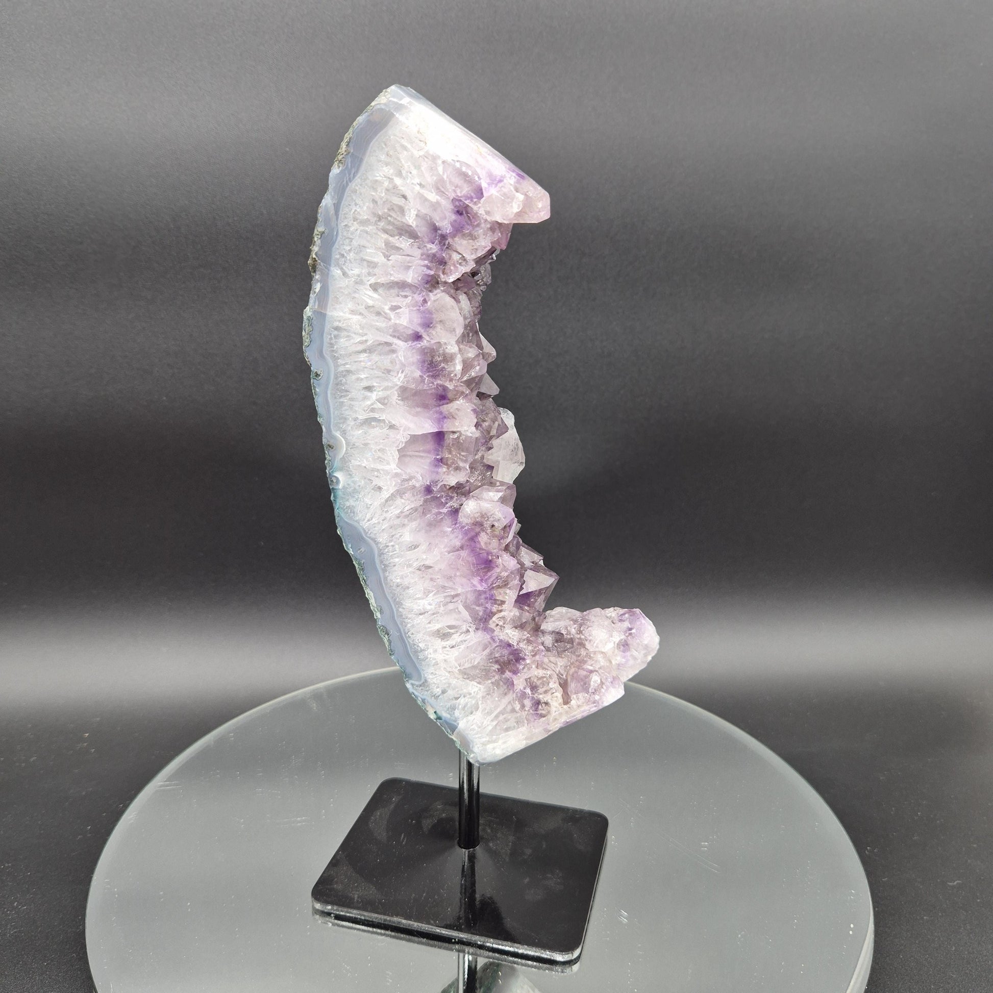 AAA+ Amethyst with Blue Banded Agate on Stand 10.5x4x1.5 3.17 lbs Brazil Crystal Hoarder