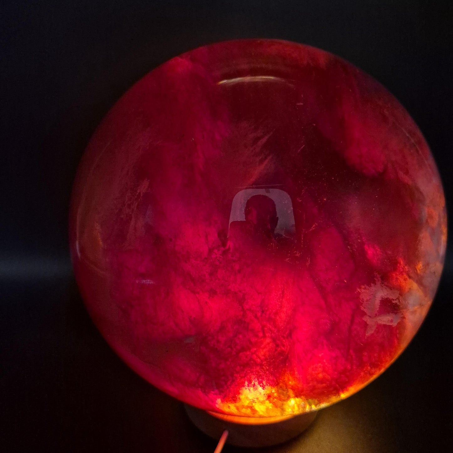 Huge AAA+ Red Smelt Quartz Sphere 27 lbs - 8in (203mm) Crystal Ball - Massive Deep Red Sphere - Optional LED Light Base Crystal Hoarder