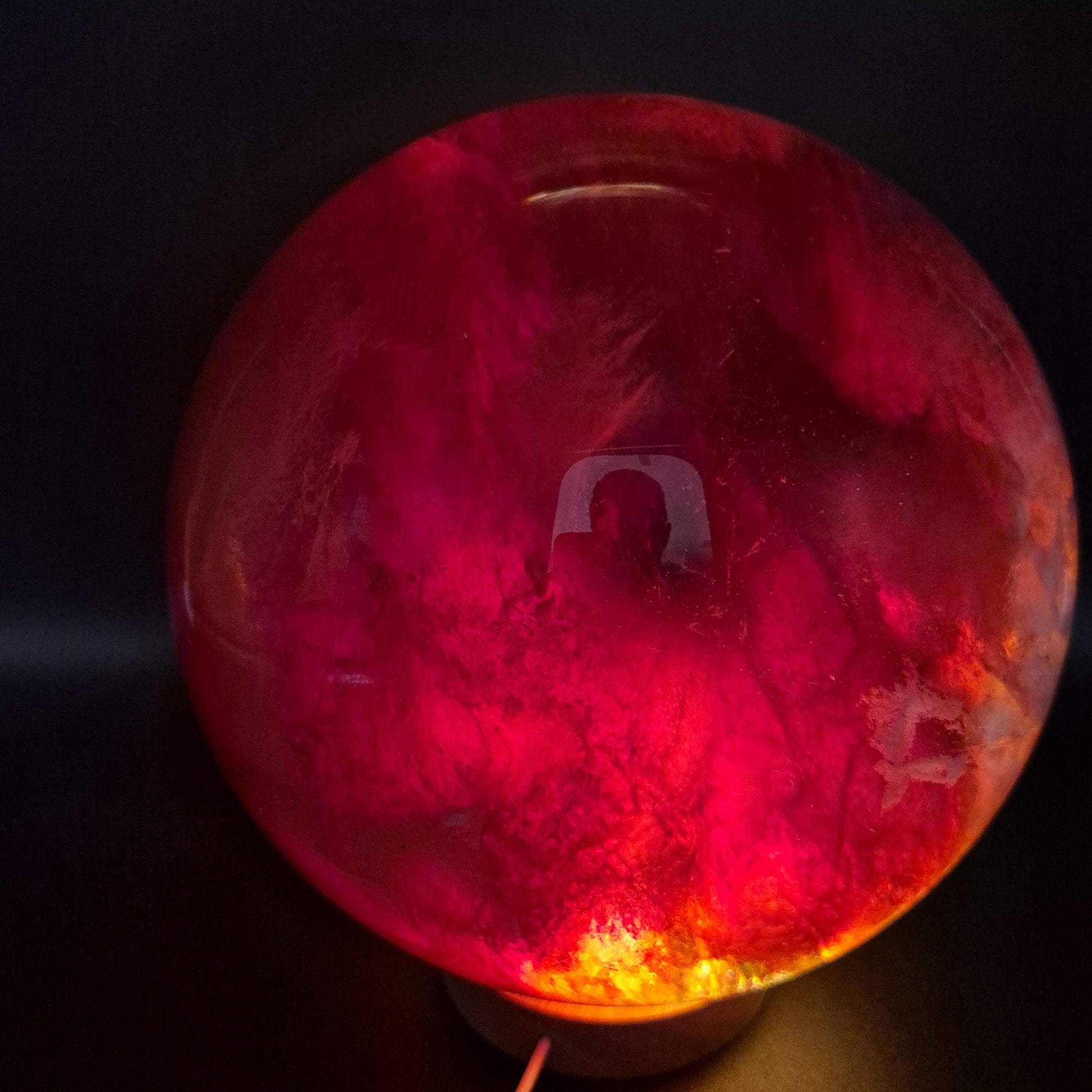 Huge AAA+ Red Smelt Quartz Sphere 27 lbs - 8in (203mm) Crystal Ball - Massive Deep Red Sphere - Optional LED Light Base Crystal Hoarder