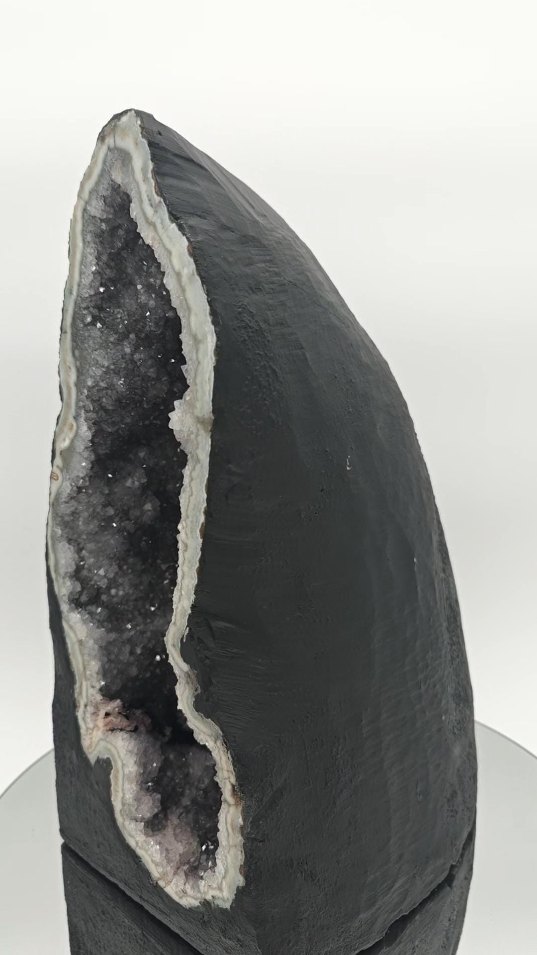 Very Rare Deep Druzy Amethyst with Calcite and Red and Black Hematite - Brazilian Mineral Specimen - 24.8 lbs Crystal Hoarder