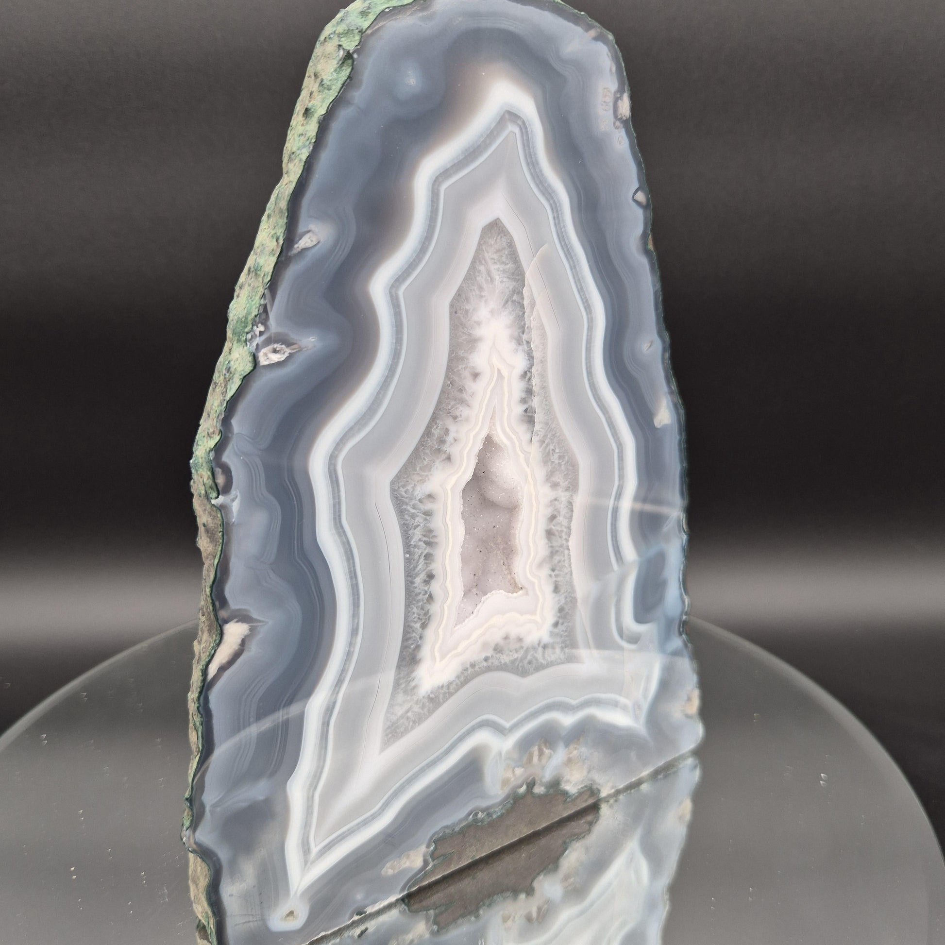 AAA+ Blue Banded Agate Cathedral with Druzy - 8.5 x 6in - 8.61 lbs - Collector Display Crystal Hoarder