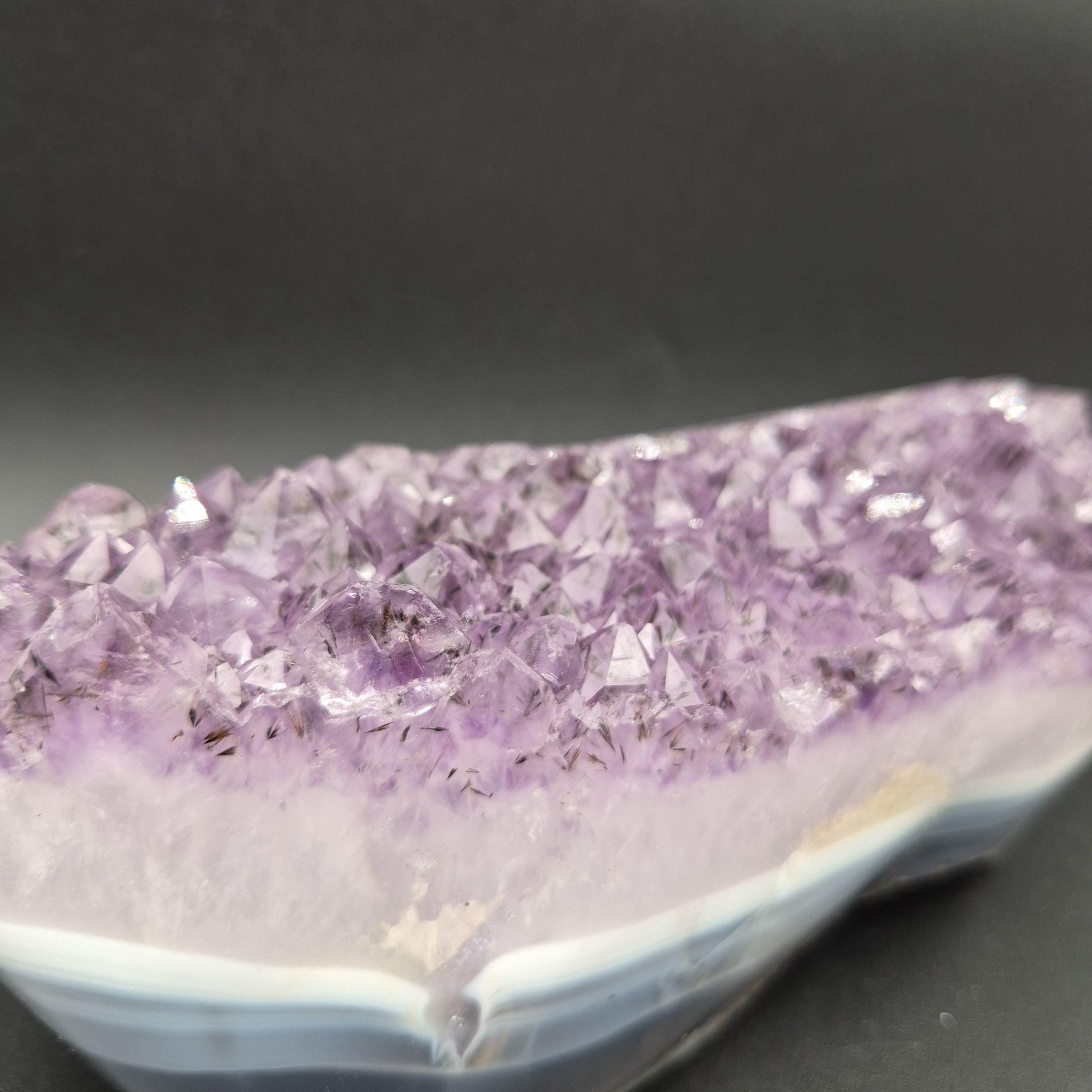 AAA+ Amethyst with Black Hematite Blue Banded Agate Freeform 6.92 lbs 9x4x3.5 Brazil Collector Crystal Crystal Hoarder
