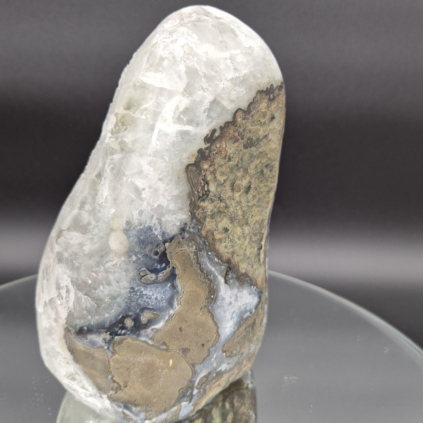 Green Amethyst Druzy with Calcite Cut Base 4.34 lbs 7x4x4 Uruguay Crystal Hoarder