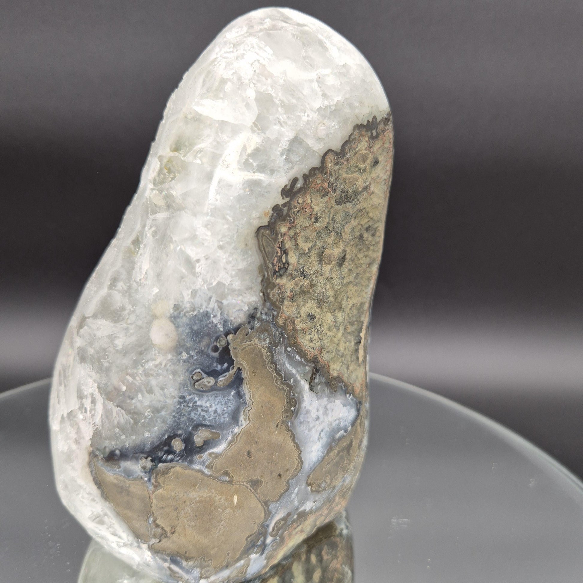 Green Amethyst Druzy with Calcite Cut Base 4.34 lbs 7x4x4 Uruguay Crystal Hoarder