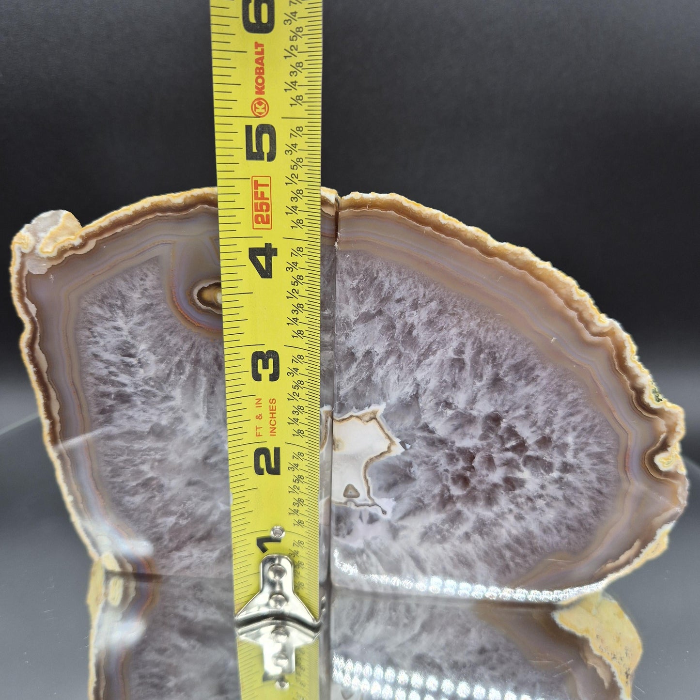 AAA+ Agate Bookends with Druzy & Stalactite Eye 7x4.5 | 3.73 lbs Natural Crystal Pair | Polished Agate Geode | Unique Home Decor Crystal Hoarder