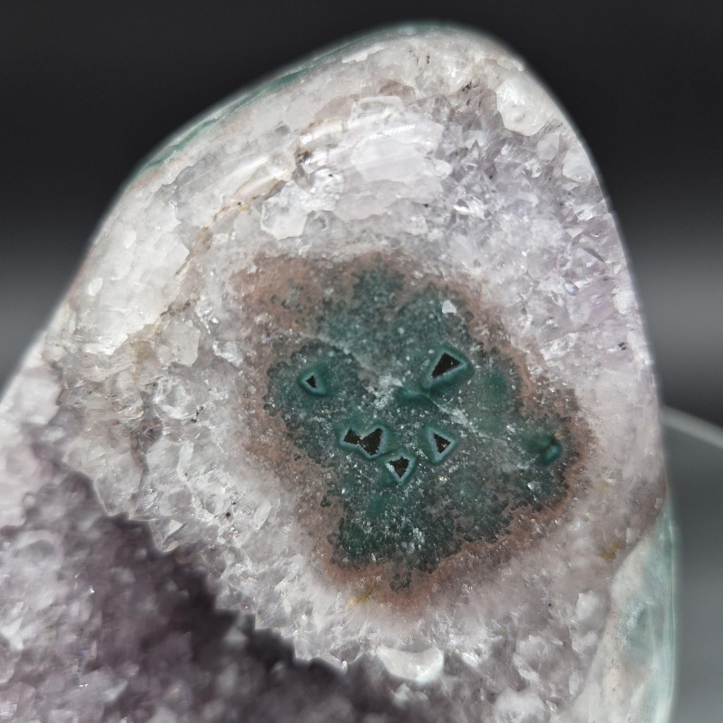 AAA+ Amethyst with Huge Green Jasper Stalactite – Uruguay – 3.05 lb Display Specimen Crystal Hoarder