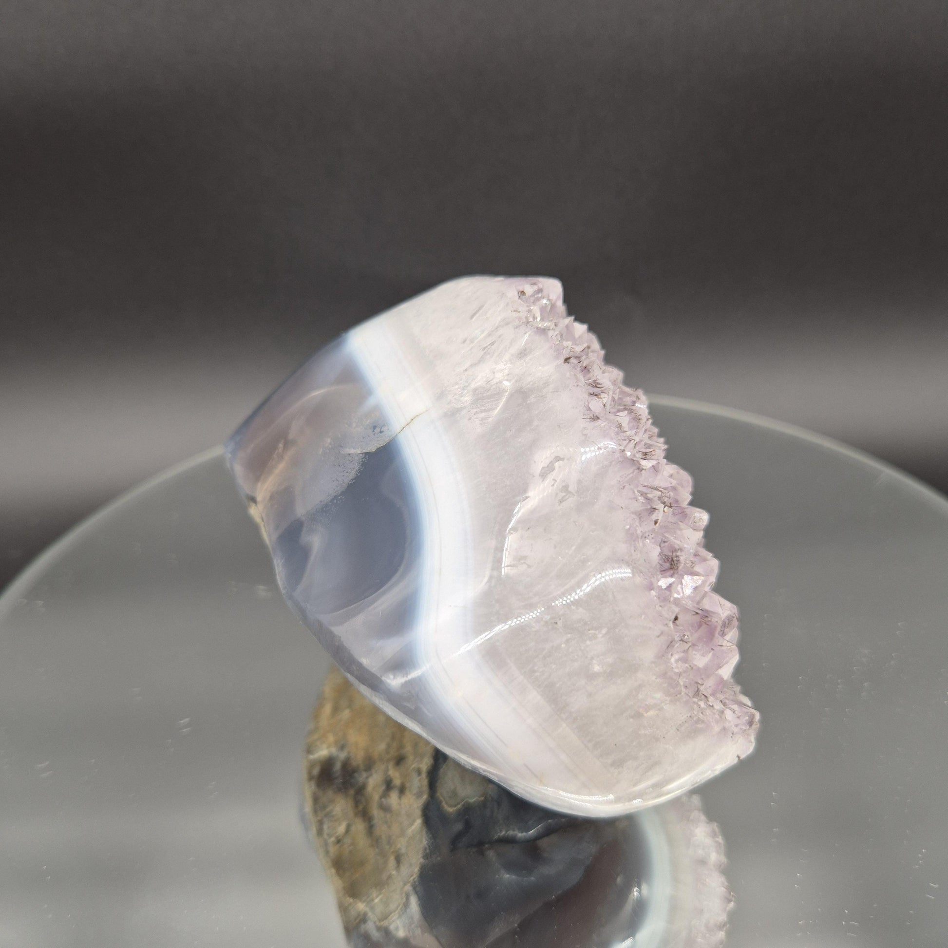 AAA+ Druzy Amethyst with UV Reactive Calcite Black Hematite Blue Banded Agate Freeform 4.58 lbs 7.5x4x3 Brazil Crystal Hoarder