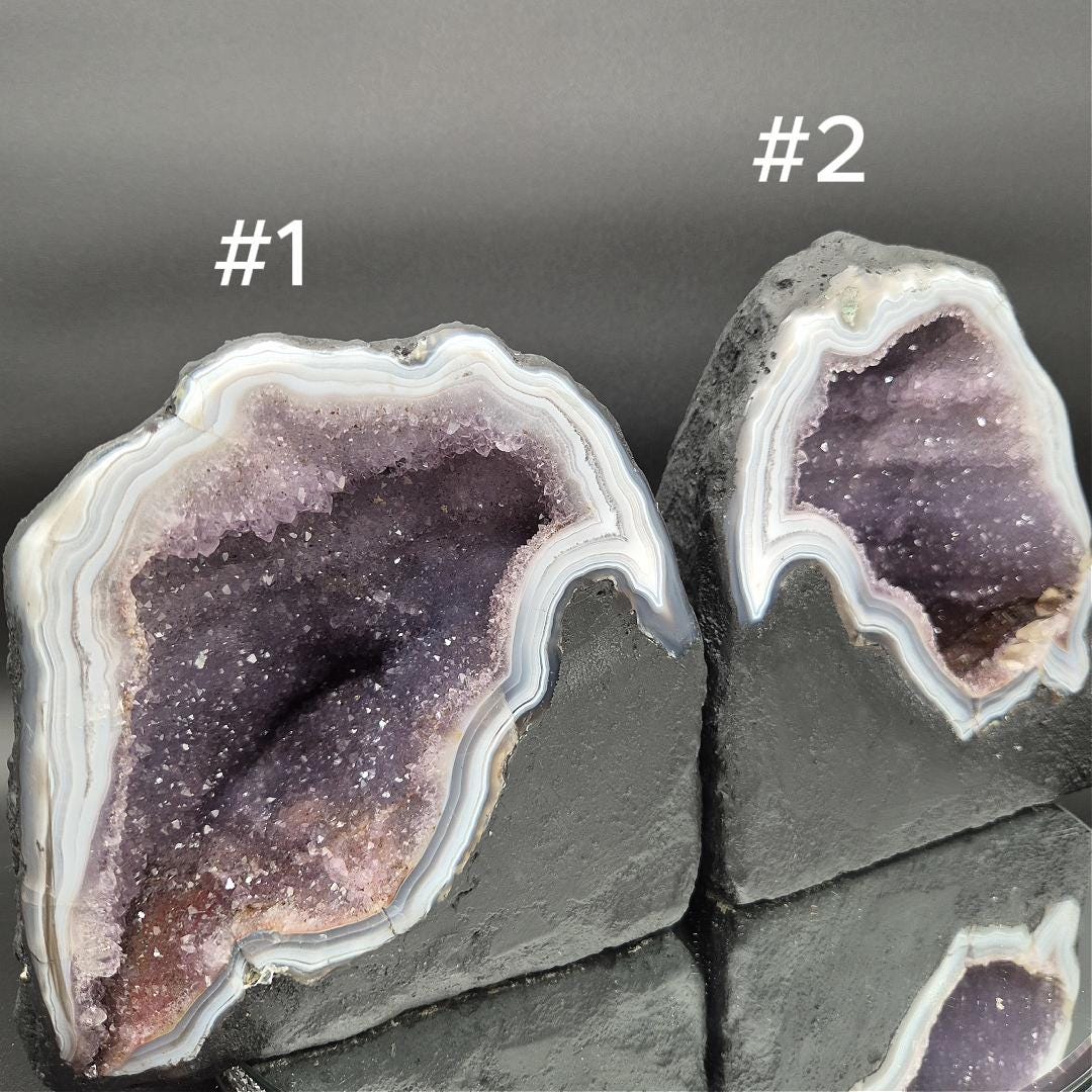 AAA+ Deep Galaxy Amethyst Cathedral Blue Banded Agate Brazil Choose Your Piece 11.48 lbs or 10.17 lbs Crystal Hoarder
