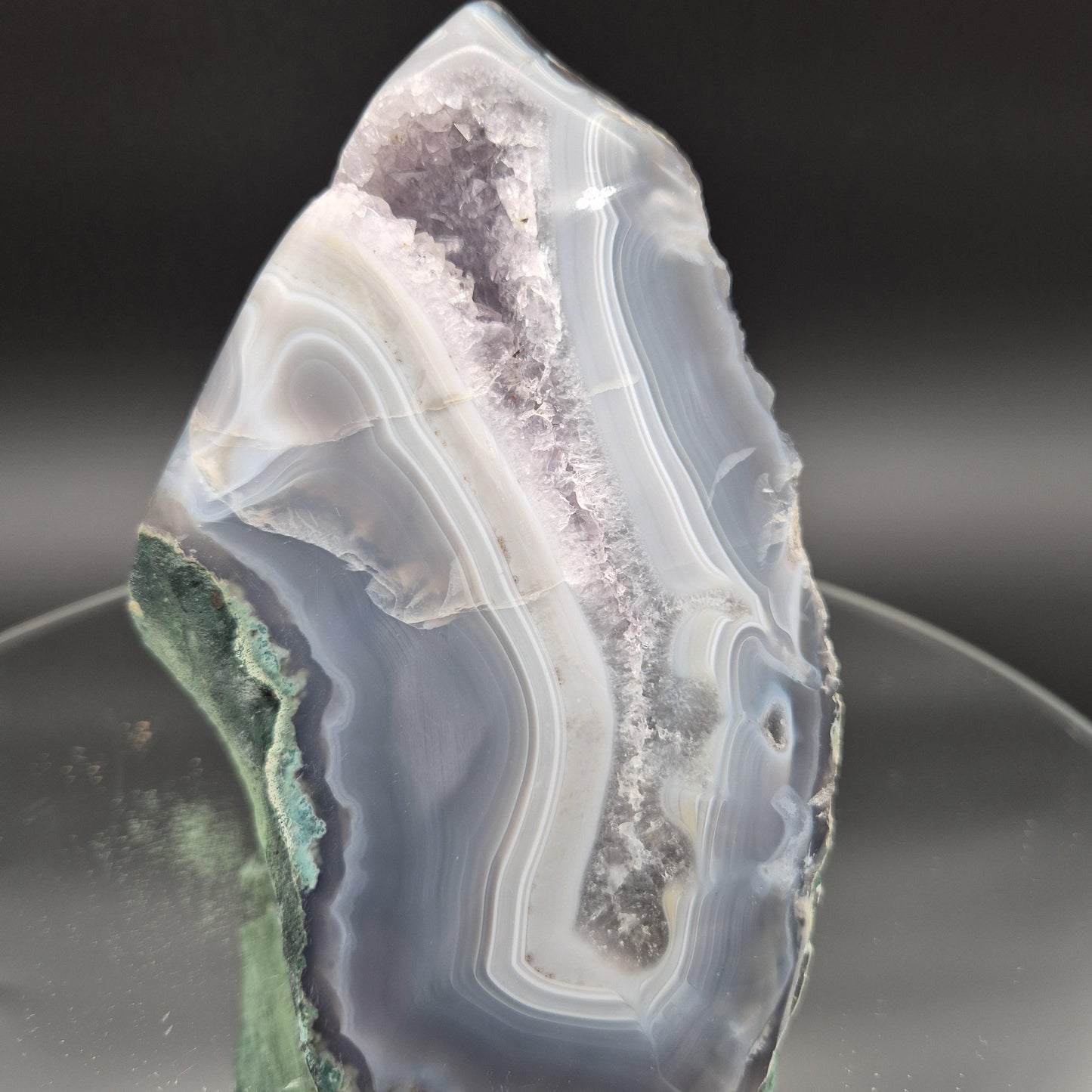 Druzy Amethyst with Blue Banded Agate Cutbase from Brazil 4.16 lbs Crystal Hoarder