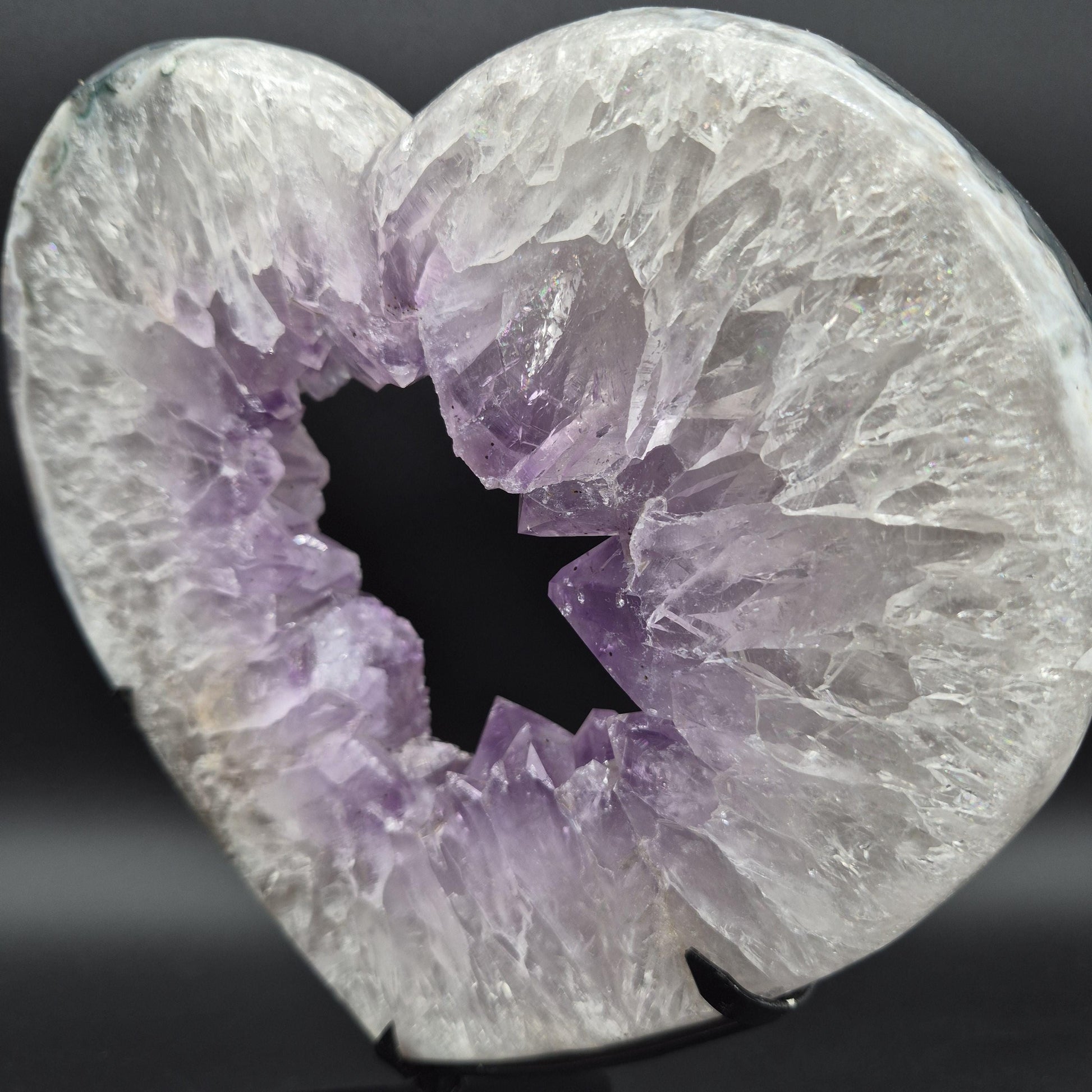 AAA+ Amethyst Heart Portal on Spin Stand Brazil 7 lbs 11.5x9x1.5 Druzy Crystal Display Crystal Hoarder