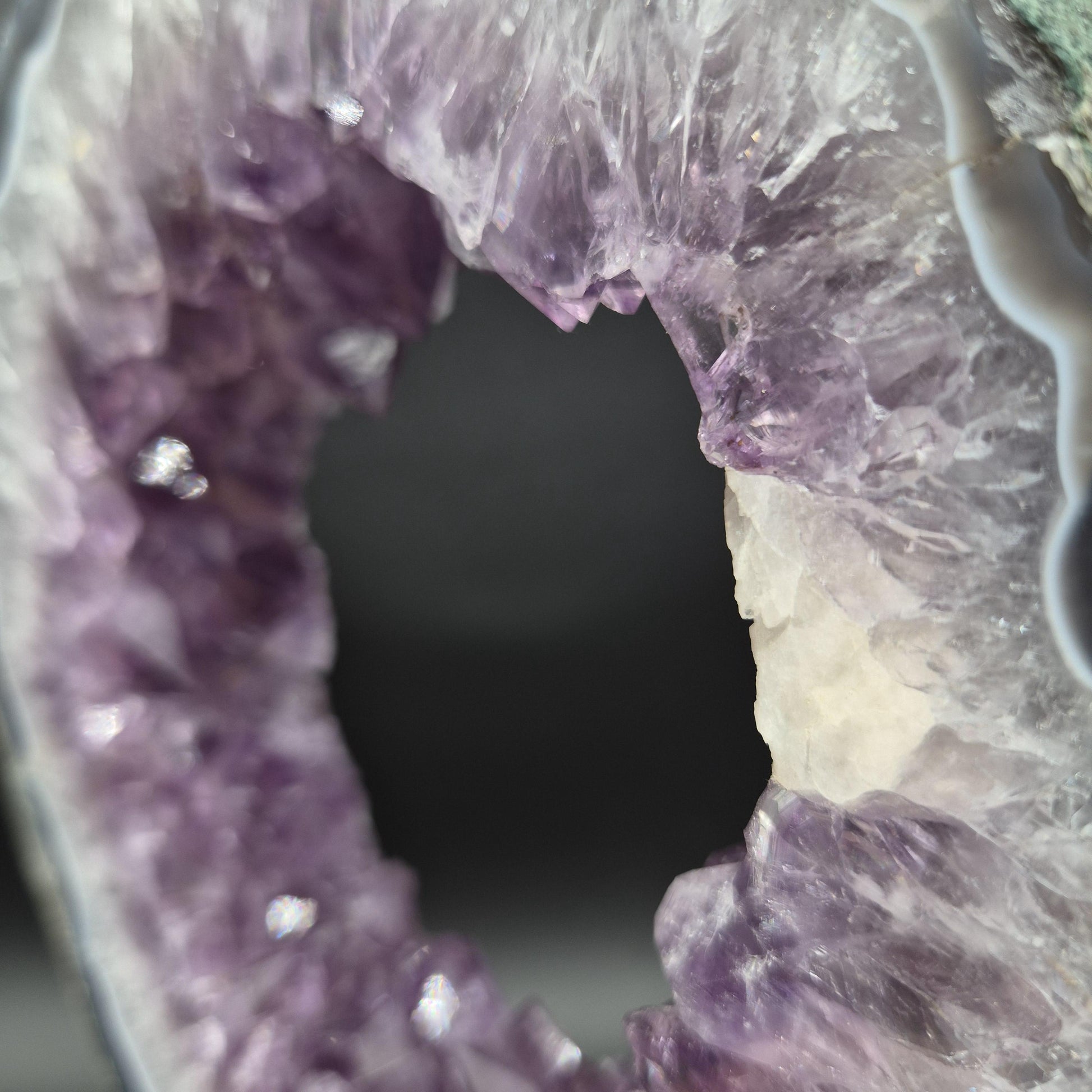 AAA+ Super Rare Amethyst Portal with UV Reactive Calcite Blue Agate 10.5x7.5x1.5 5.12 lbs Brazil Crystal Hoarder