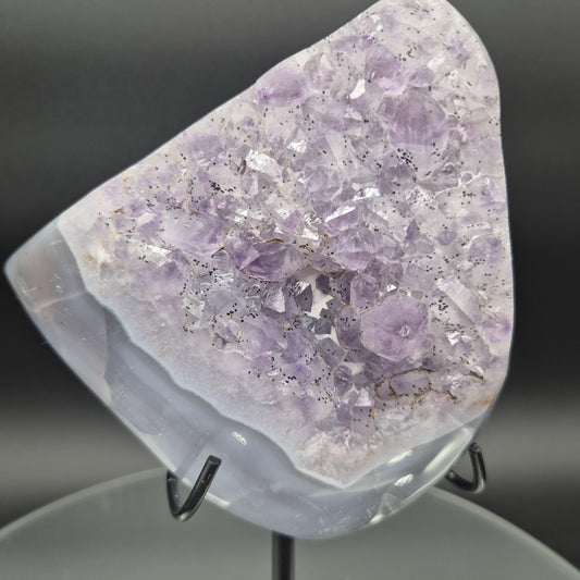 Amethyst with Blue Banded Agate on Stand 5x5x2 2.21 lbs Brazil Crystal Hoarder