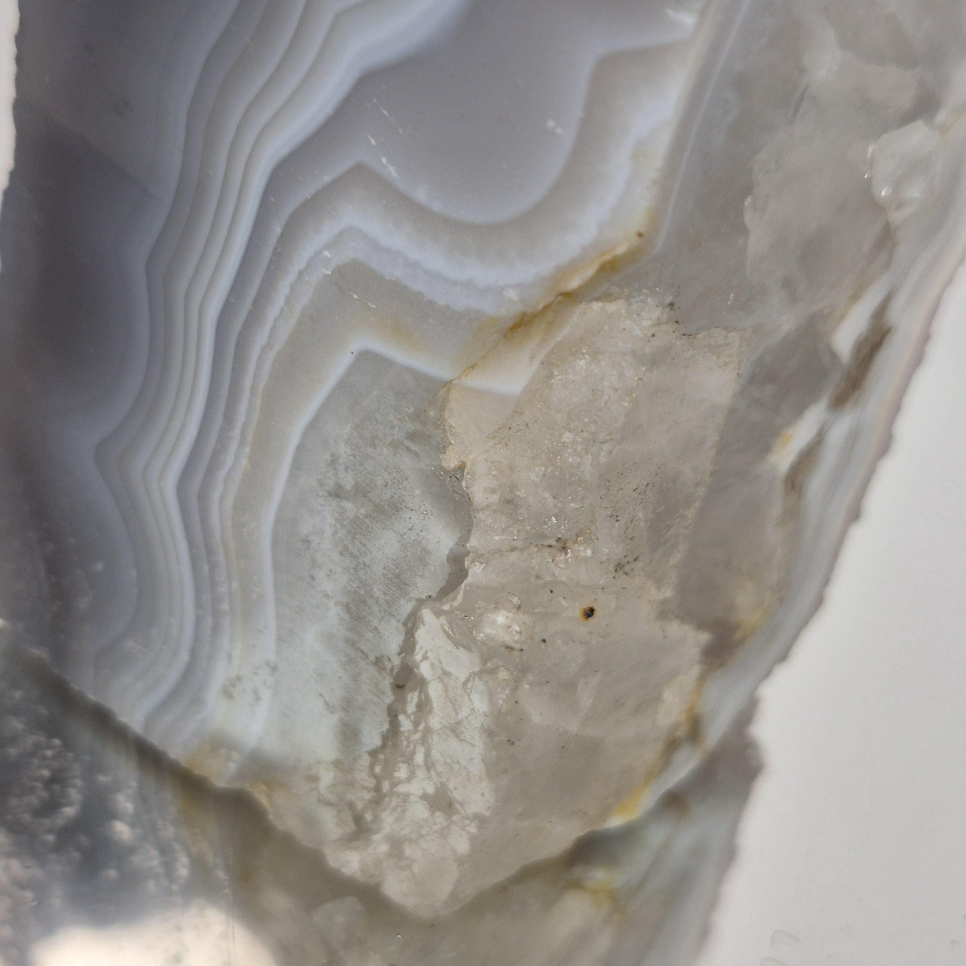 Blue Banded Agate with Druzy Quartz Tower - Can Be Backlit, Brazilian Crystal Crystal Hoarder