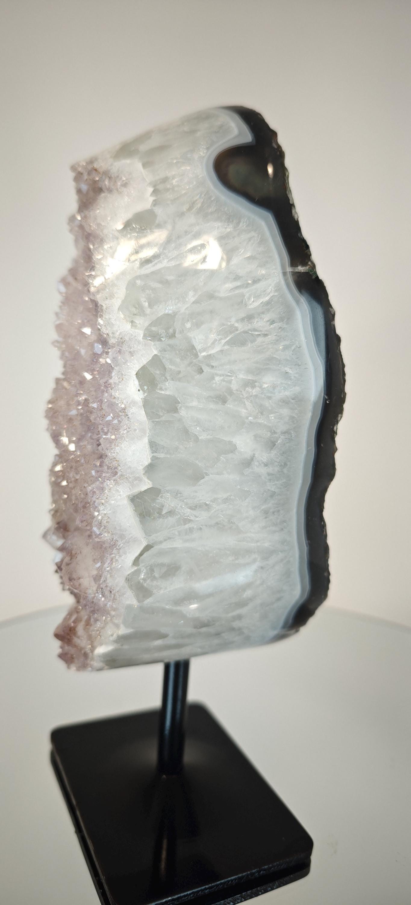 Druzy Lavender Amethyst with Blue Banded Agate and Stalactite - Brazil Crystal Hoarder