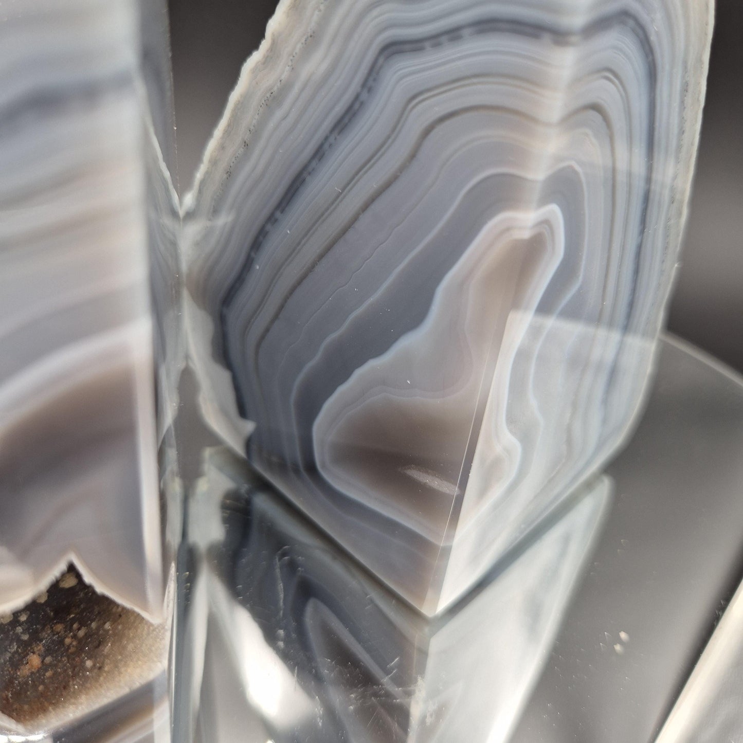 AAA+ Rare Blue Banded Agate Sugar Druzy Geode Bookends | Brazil | 3.63 lbs Crystal Hoarder
