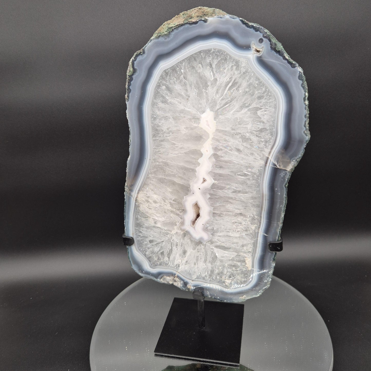 Polished Quartz Blue Banded Agate Backlit Slab Brazil 10.58 lbs 15x7x1.5 Large Statement Crystal Crystal Hoarder