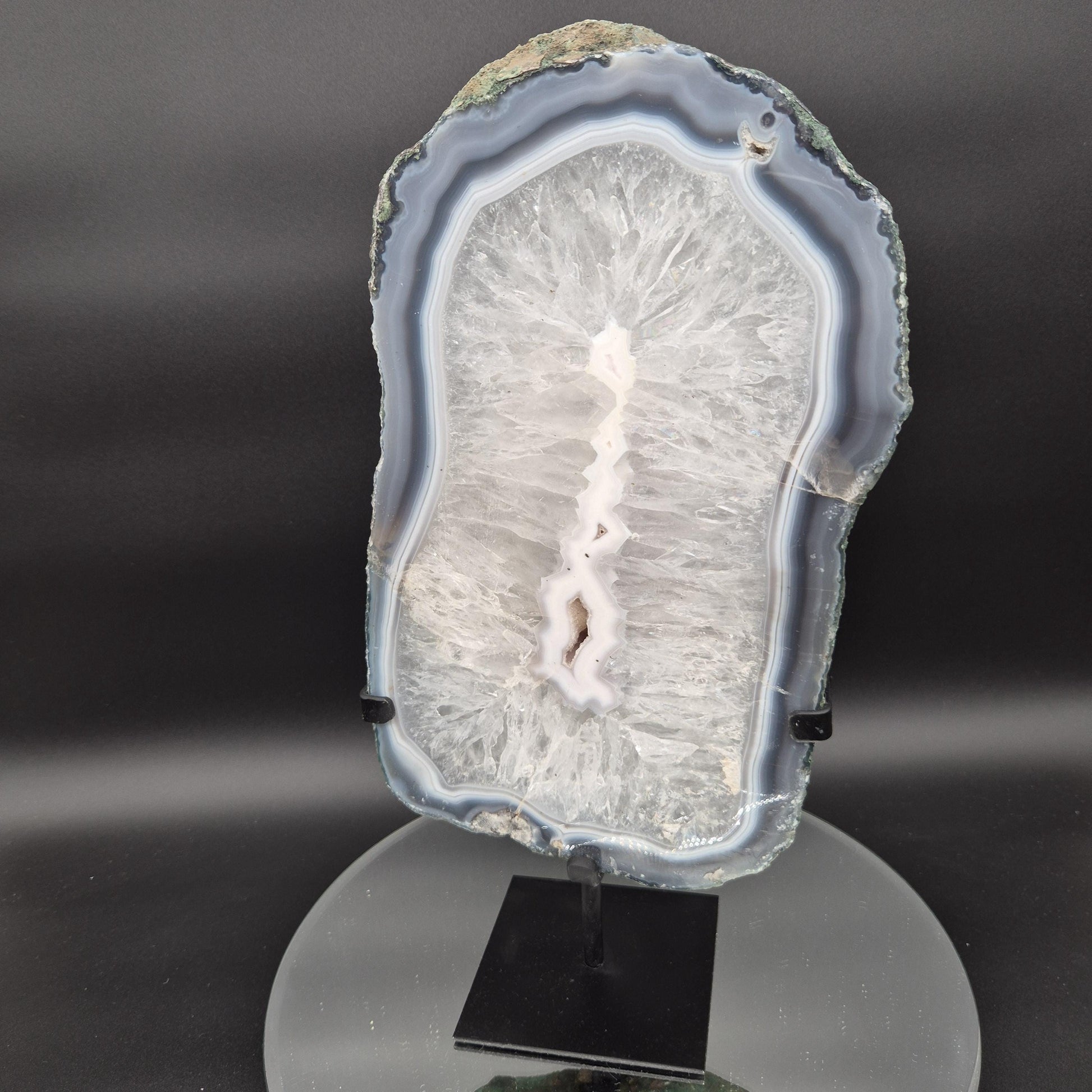 Polished Quartz Blue Banded Agate Backlit Slab Brazil 10.58 lbs 15x7x1.5 Large Statement Crystal Crystal Hoarder