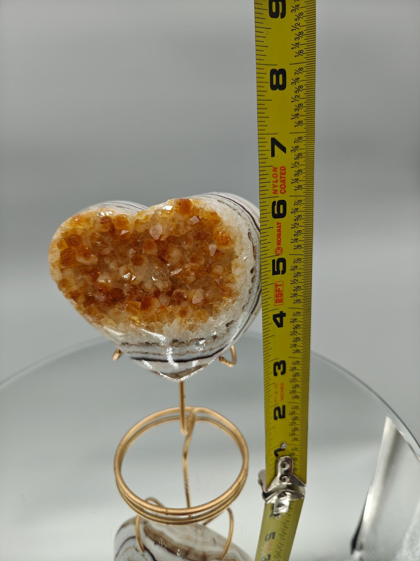 Super Rare Citrine Heart | Heat Treated Uruguay Amethyst | Gorgeous Banded Pattern | Fully Polished Crystal Crystal Hoarder