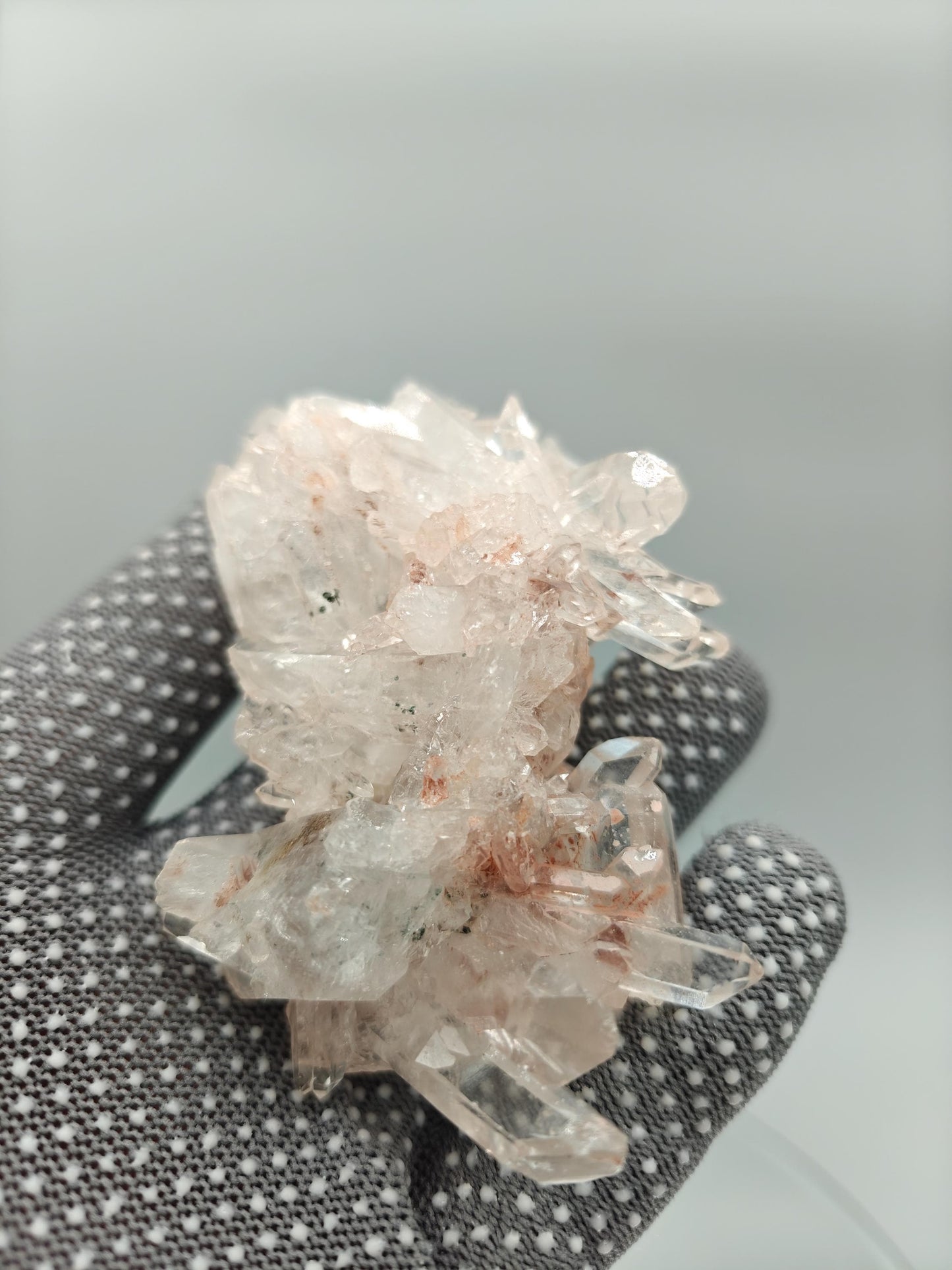 AAA+ Pink Lemurian Quartz Floater Cluster | Water Clear Perfect Points | Colombia Crystal Hoarder