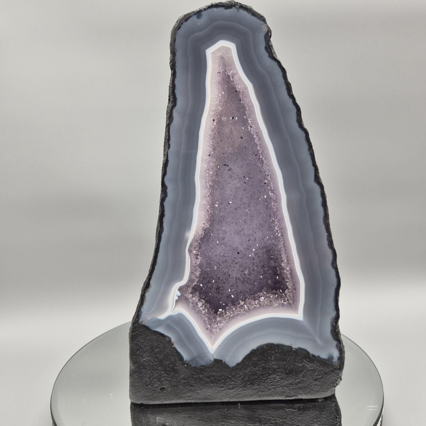 AAA+ Druzy Amethyst Cathedral with Blue Banded Agate | Brazil Amethyst Geode | Large Statement Crystal | Collector Specimen | 19.02 lb Crystal Hoarder