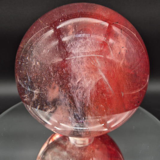 Huge AAA+ Red Smelt Quartz Sphere - 13.29 lbs - 6" - Man Made Polished Crystal Ball - Backlit Display - Optional Light Bases