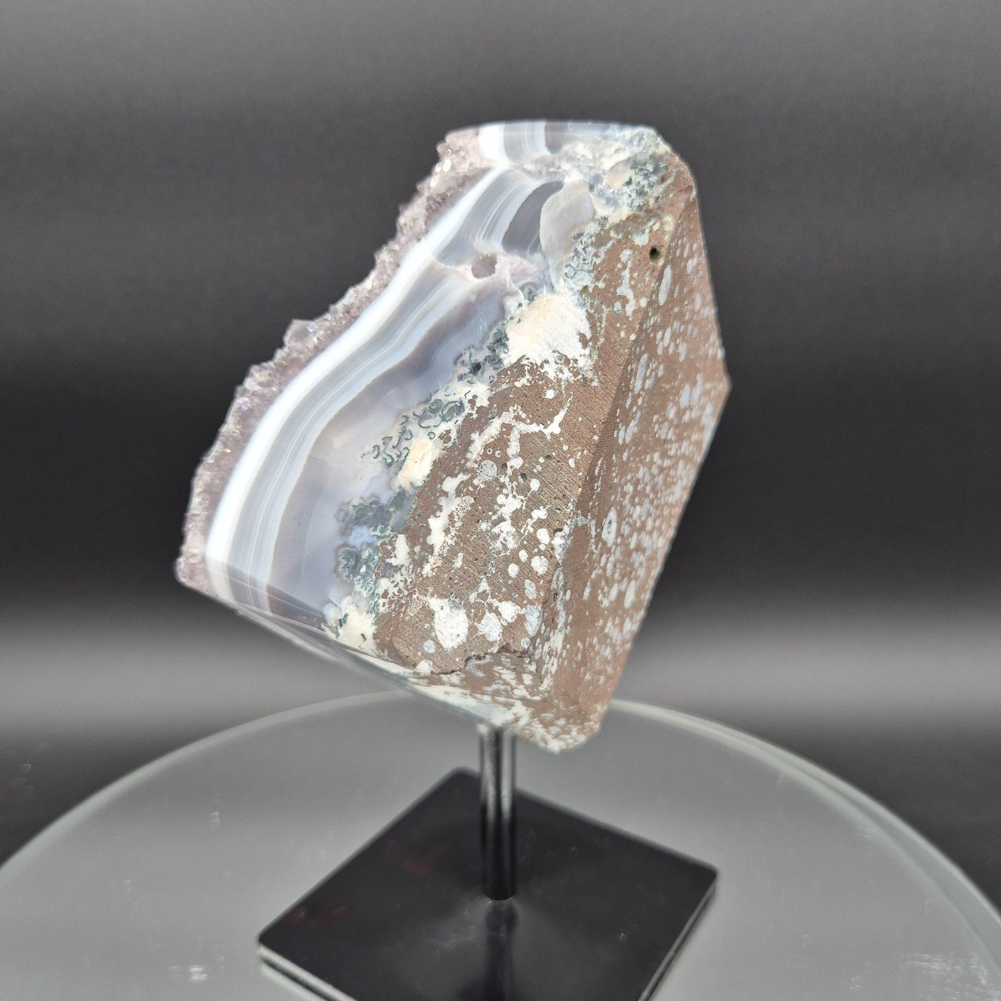 AAA+ Amethyst with Blue Banded Agate on Stand 8.5x6.5x3 5.08 lbs Brazil Crystal Hoarder