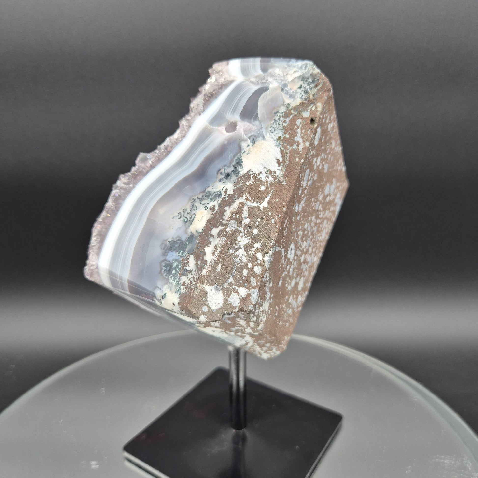 AAA+ Amethyst with Blue Banded Agate on Stand 8.5x6.5x3 5.08 lbs Brazil Crystal Hoarder