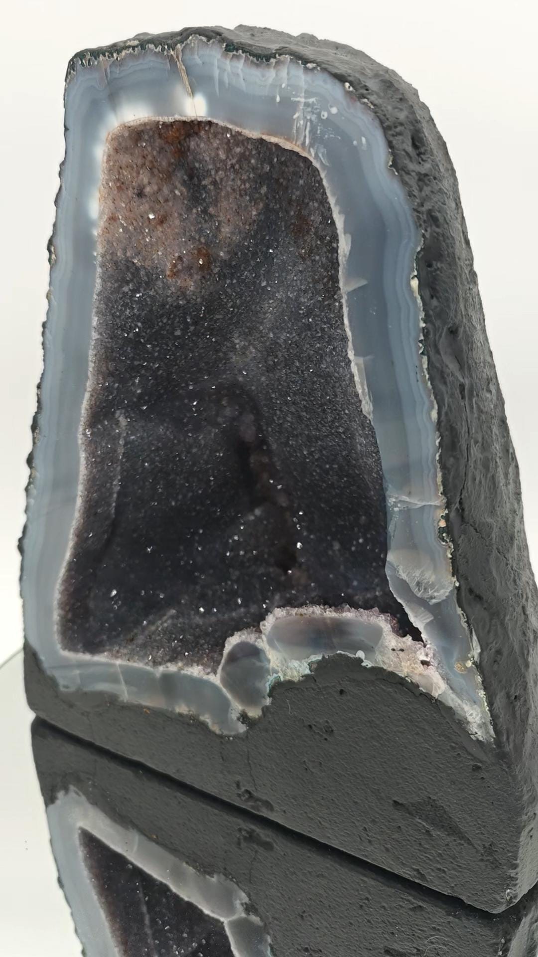 Sparkly Blue Galaxy Druzy Amethyst Geode Cathedral - Brazilian Blue Agate & Amethyst - 12.23 lbs Crystal Hoarder