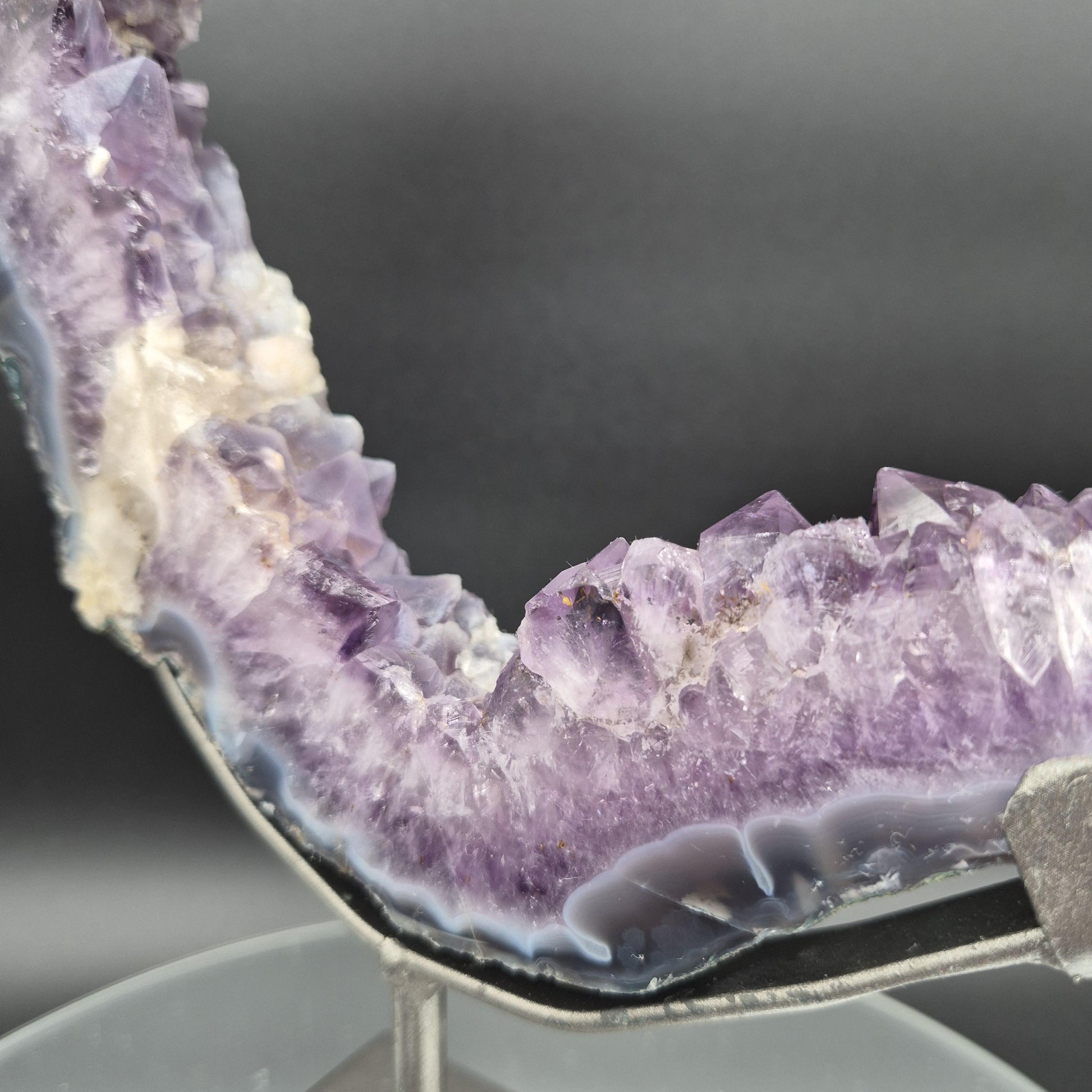 AAA+ Amethyst Half Portal with Sugar Amethyst UV Reactive Calcite Brazil 4.7 lbs 17x8x1.5 Statement Crystal Crystal Hoarder