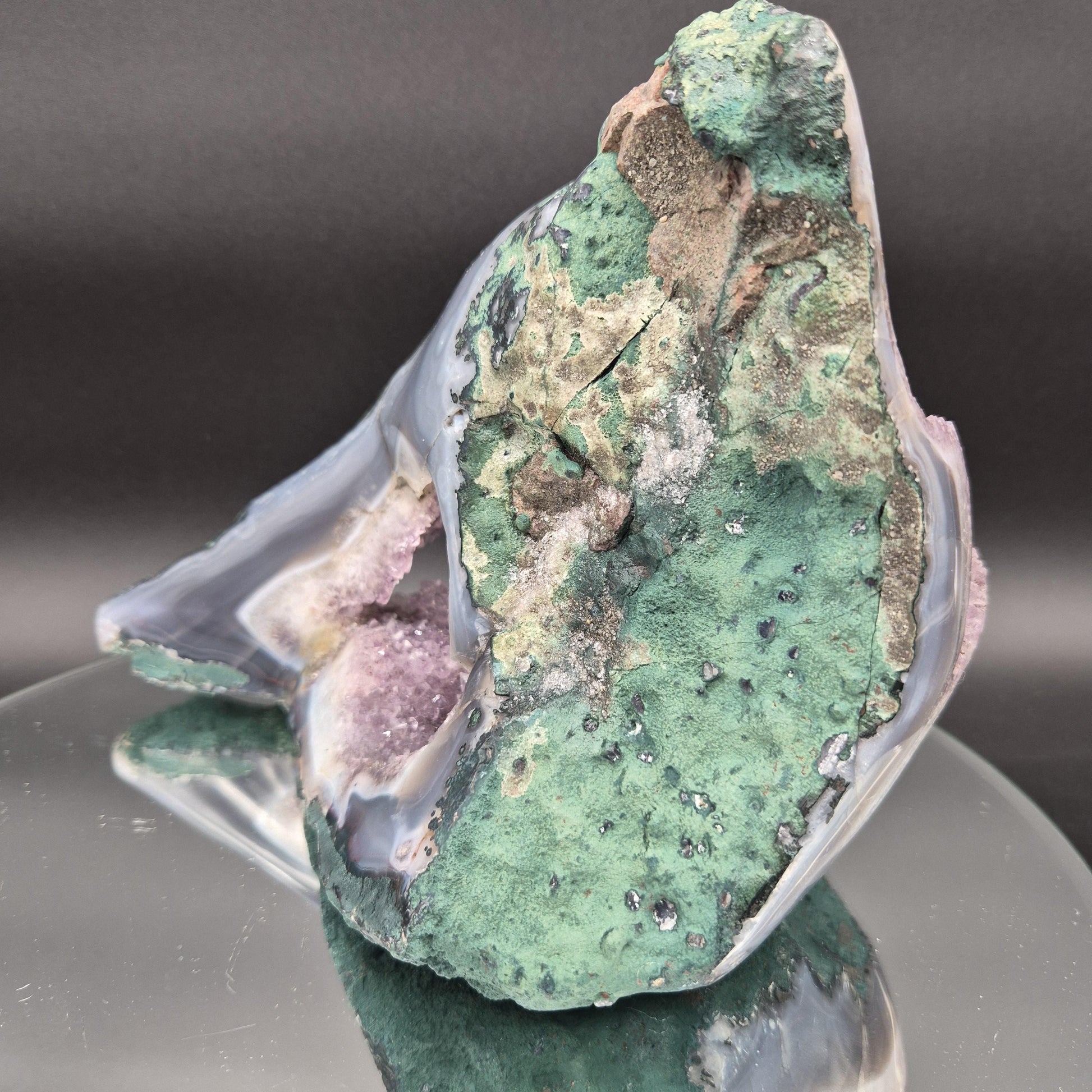 AAA+ Super Unique Amethyst with Blue Banded Agate Formation Brazil 5.87 lbs 9x7x5 Collector Crystal Crystal Hoarder