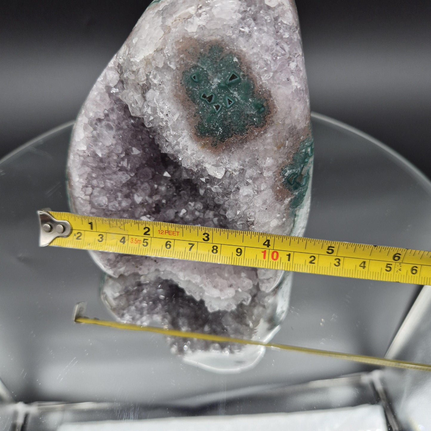 AAA+ Amethyst with Huge Green Jasper Stalactite – Uruguay – 3.05 lb Display Specimen Crystal Hoarder