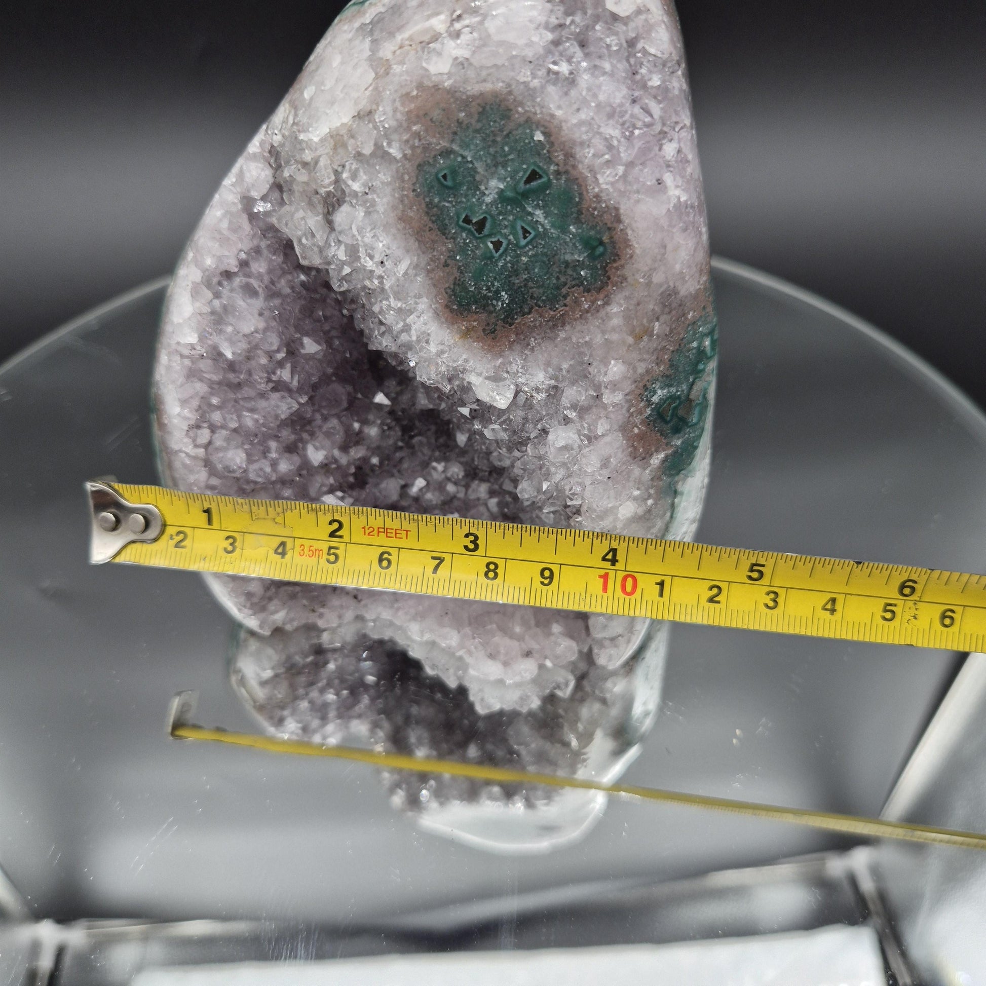 AAA+ Amethyst with Huge Green Jasper Stalactite – Uruguay – 3.05 lb Display Specimen Crystal Hoarder